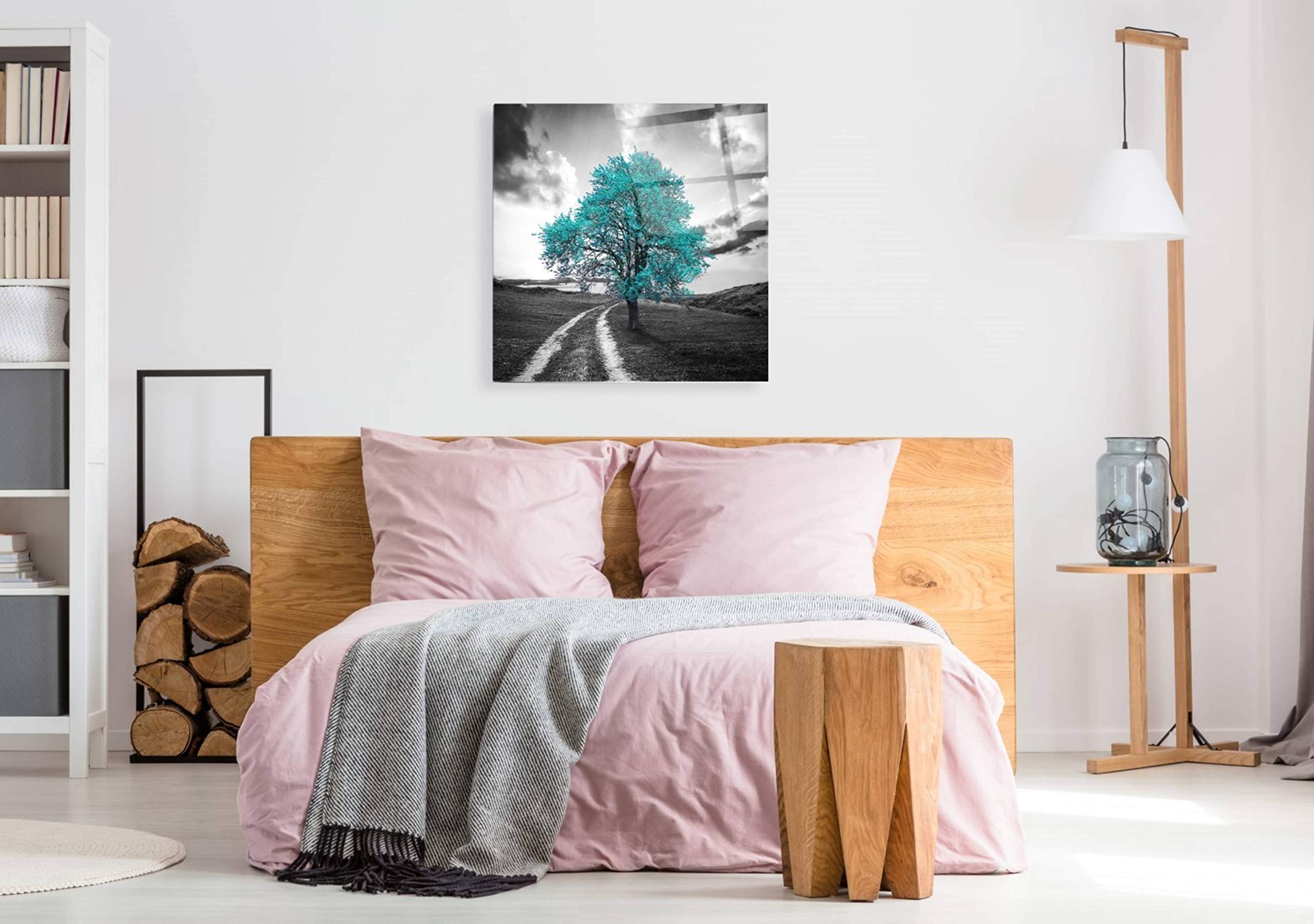 Epic Art 'Vibrant Tree Series: Cyan' Acrylic Glass Wall Art - 36x36 Inches Modern Home Decor for Living Room, Bedroom & Office
