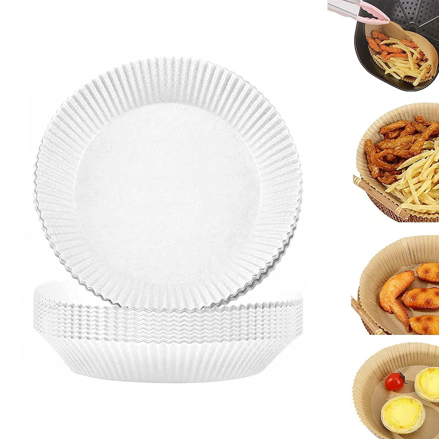 30 PCS Heavy Duty Non-Stick Air Fryer Liners - 7.9 Inch Oil-Proof Disposable Parchment Paper for Baking, Roasting & Cooking | Perfect for Air Fryer, Toaster Oven & Microwave Use