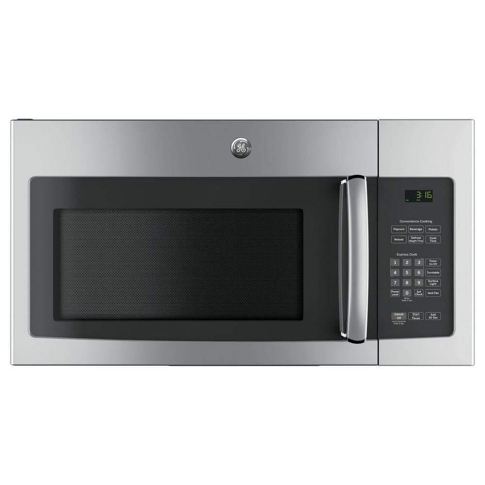 GE JNM3163RJSS 30 Inch Stainless Steel Over-the-Range Microwave - 1.6 Cu. Ft Capacity, Sensor Cooking & Ventilation System - Perfect for Kitchen Remodeling & Small Space Cooking
