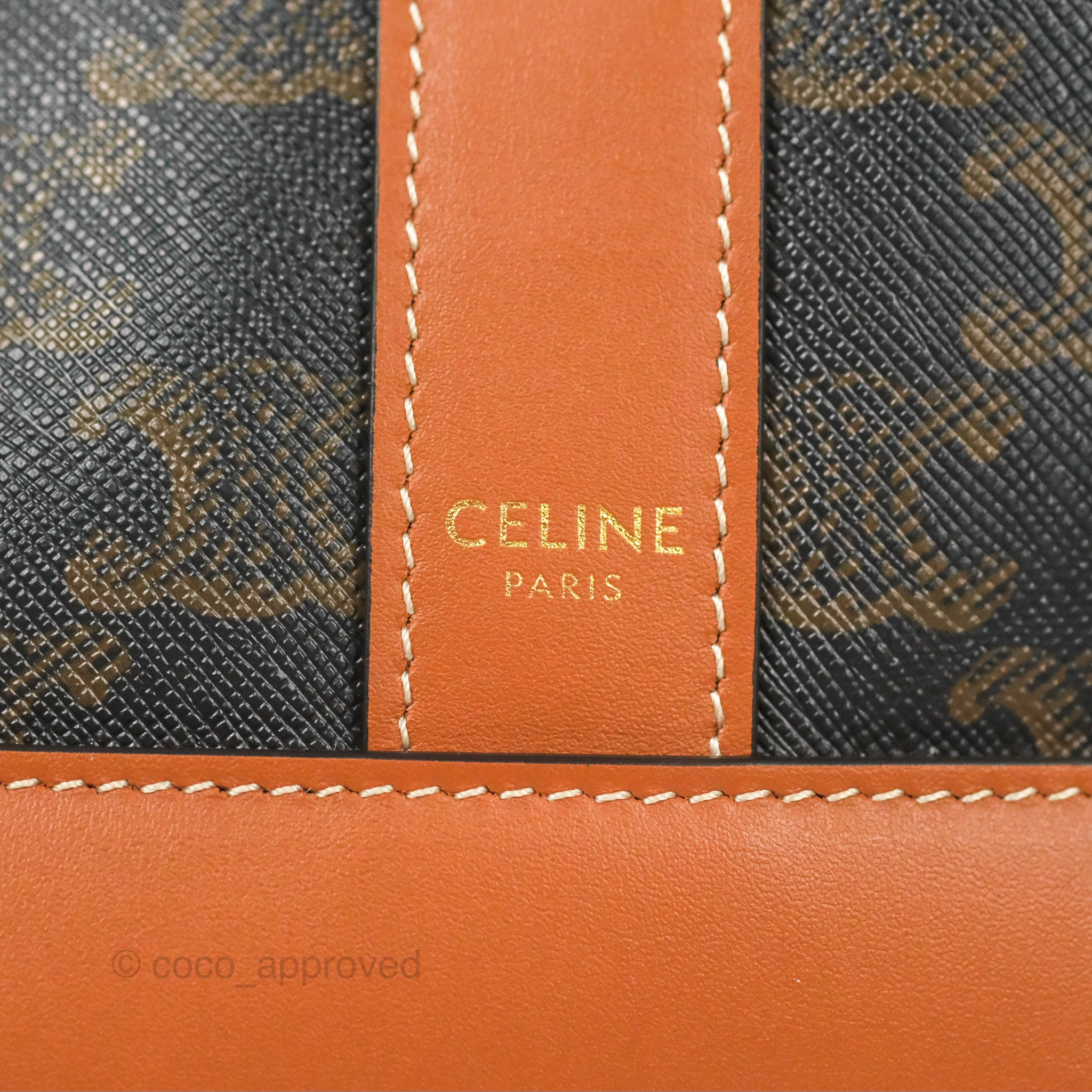 Celine Small Bucket Bag in Triomphe Canvas & Tan Calfskin Leather - Perfect for Everyday Use, Work & Travel