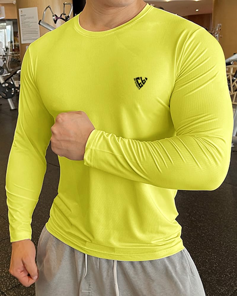 EYEBOGLER Men's Round Neck Full Sleeve Active T-Shirt | Breathable Regular Fit Workout Tee for Gym, Running & Casual Wear