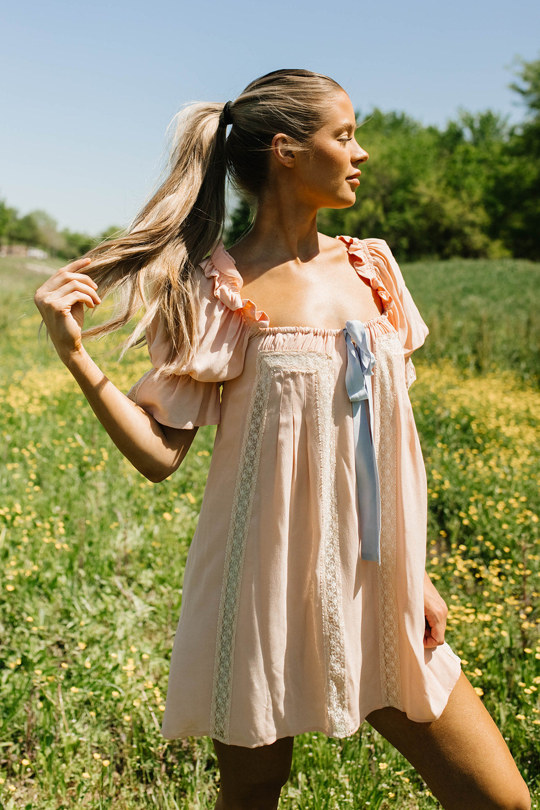 Vintage-Inspired Peach Nectar Mini Dress | Floral Lace Summer Dress for Women | Perfect for Weddings, Dates & Special Occasions