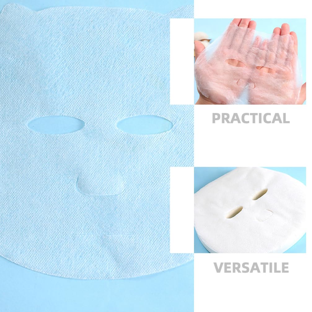 FRCOLOR 50 Pcs Non-Woven DIY Facial Mask Sheets for Skin Care - 20.5cm x 18cm - Hydrating & Brightening Face Masks for Daily Beauty Routine, Spa & Relaxation at Home