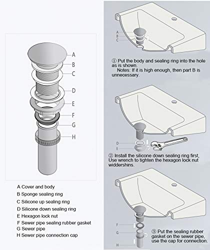 ORB Small Pop-Up Bathroom Sink Drain with Overflow - Toilet & Kitchen Faucet Stopper for Restroom & Home Use | Perfect for Bathroom Vanities, Kitchen Sinks & Utility Areas