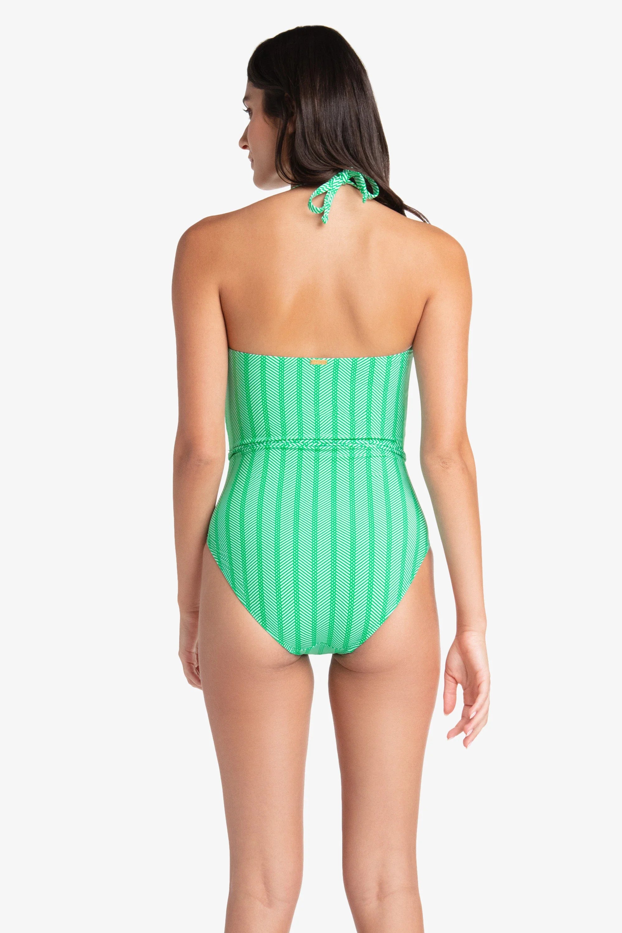 Elegant Tassel Belt Bandeau One Piece Swimsuit | Nautical Weave Design | Perfect for Beach Vacations & Pool Parties