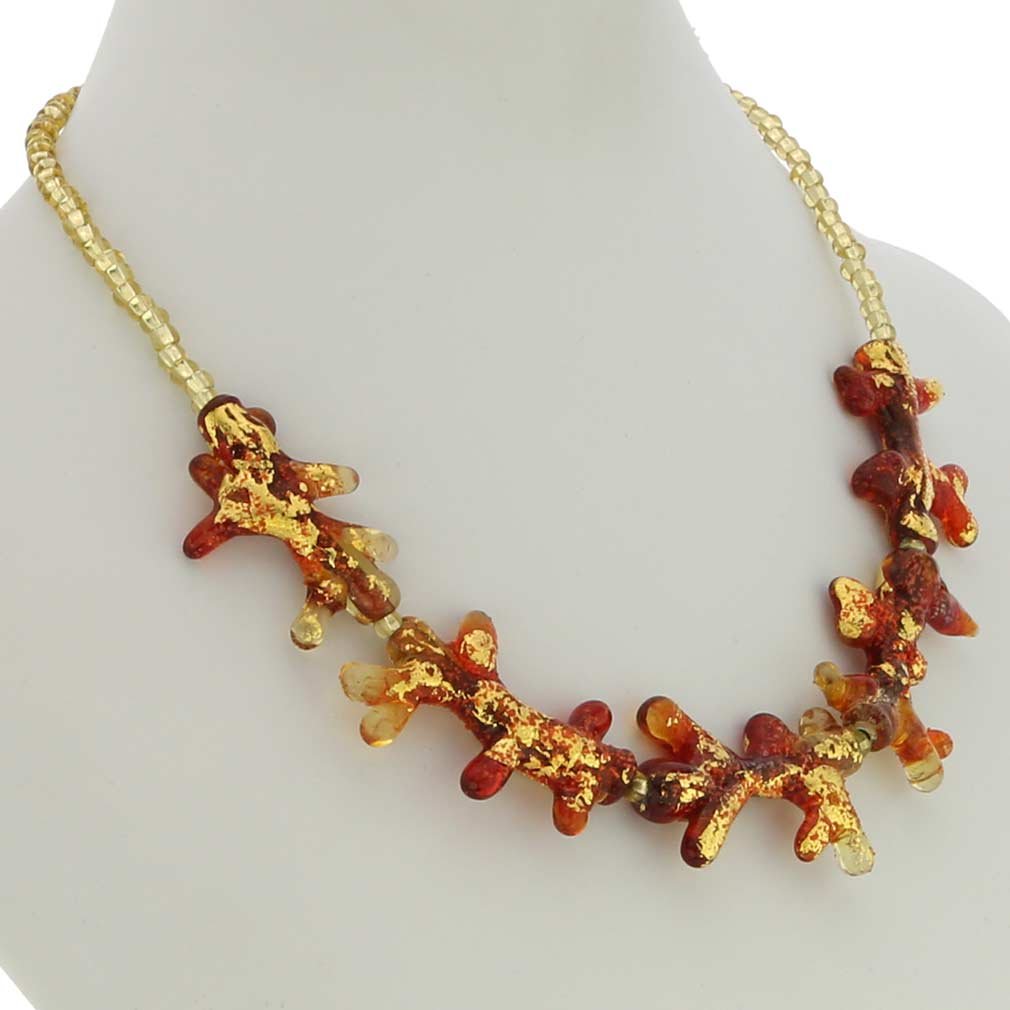 Venetian Murano Glass Coral Necklace - Handmade Italian Jewelry for Women, Perfect for Weddings, Parties & Special Occasions