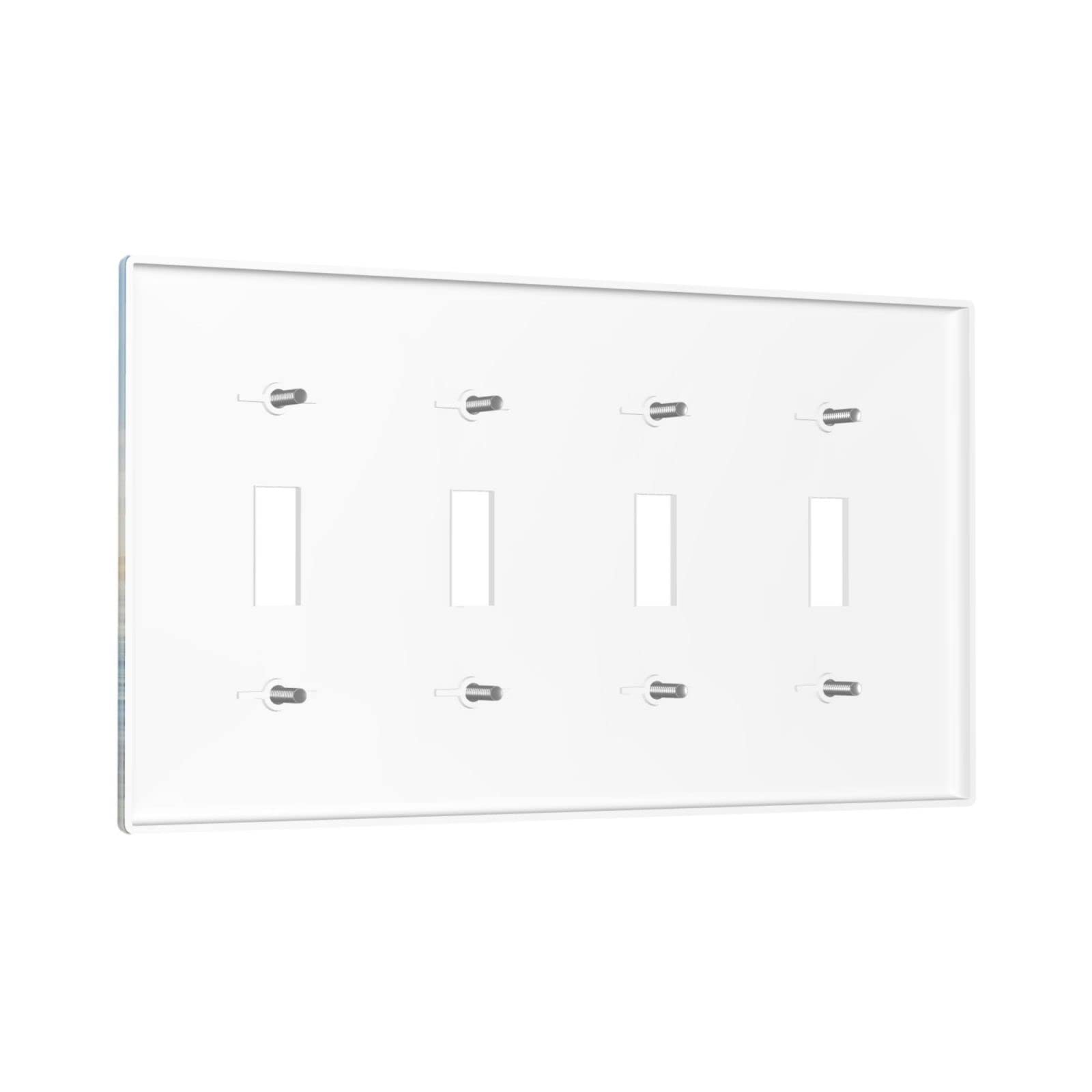 Sunset Coastal Beach Themed 4 Gang Toggle Light Switch Cover Plate - 4.5 x 8 Inch Decorative Wall Plate for Bedroom, Living Room & Beach House Decor