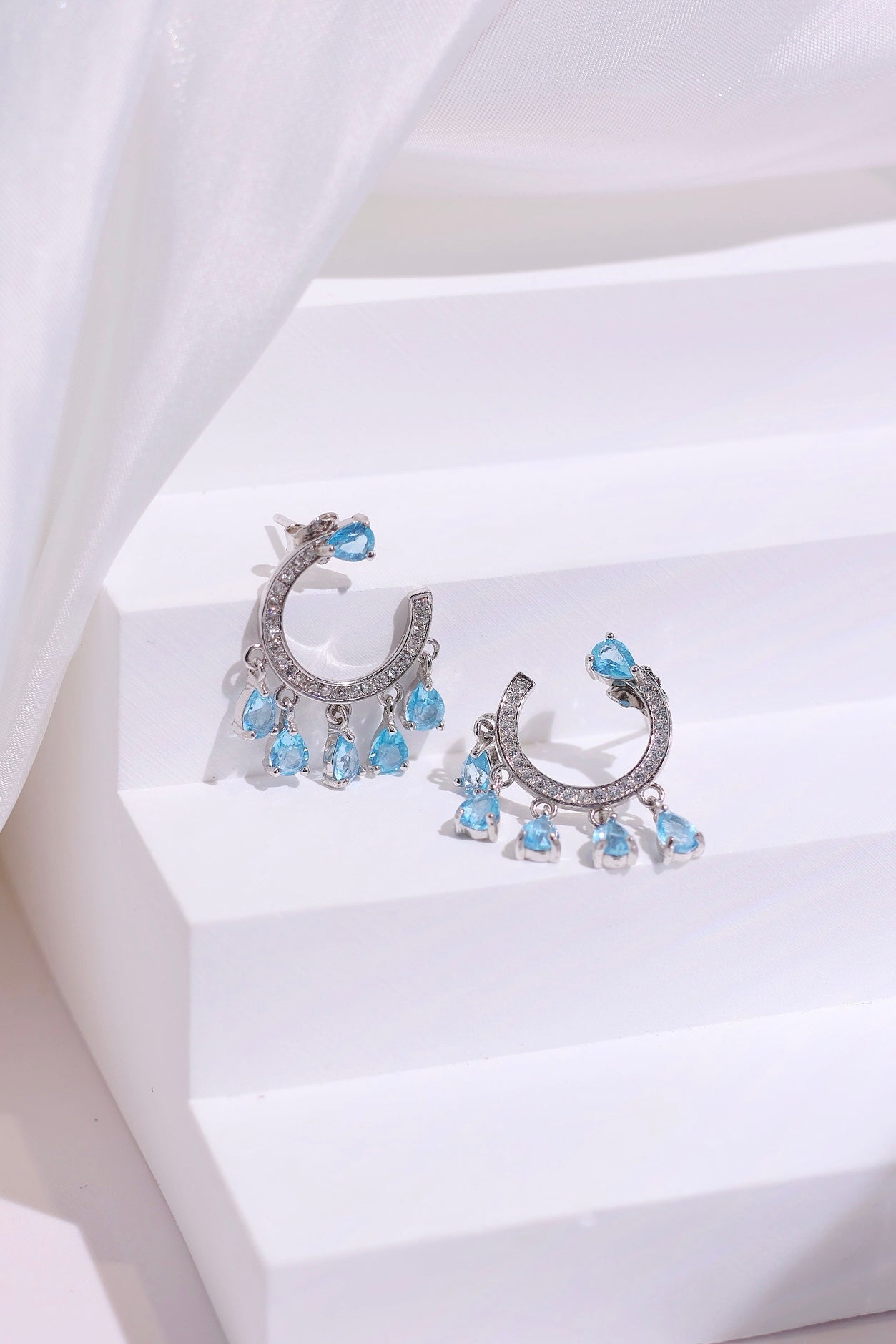 #9 Topaz Earrings for Women - Elegant Blue Gemstone Stud Earrings for Everyday Wear & Special Occasions