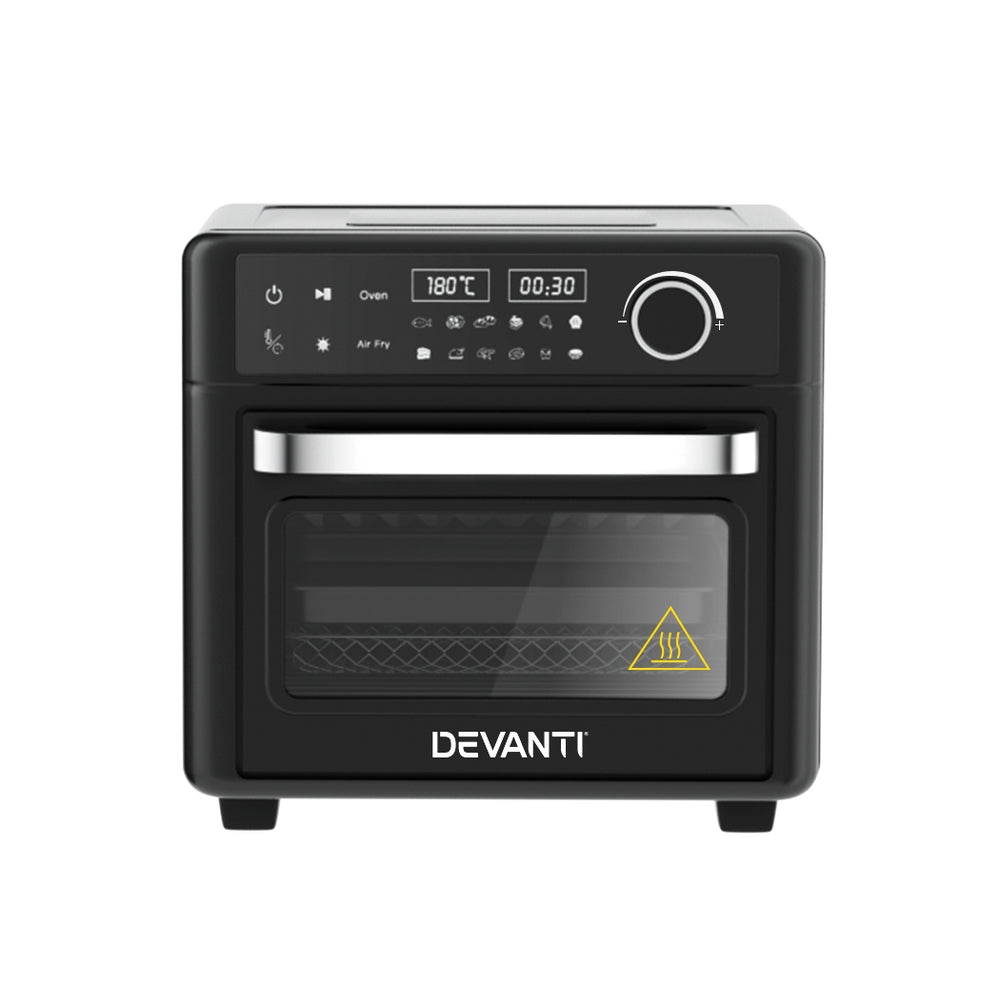Devanti 15L Digital Air Fryer with LCD Display - Large Capacity Oil-Free Healthy Cooking for Family, Perfect for Roasting, Baking, and Frying Chicken Wings, French Fries, and Vegetables