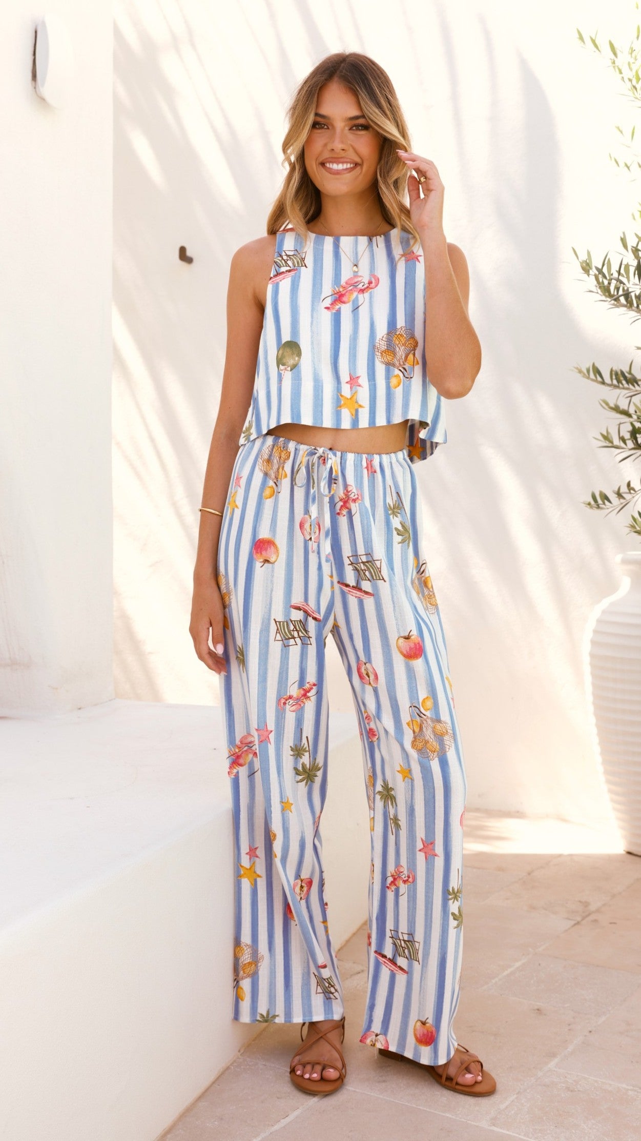 Alejandro Striped Sailor Print Pants - Stylish Nautical Trousers for Men & Women | Perfect for Beach Outings, Summer Vacations & Casual Wear