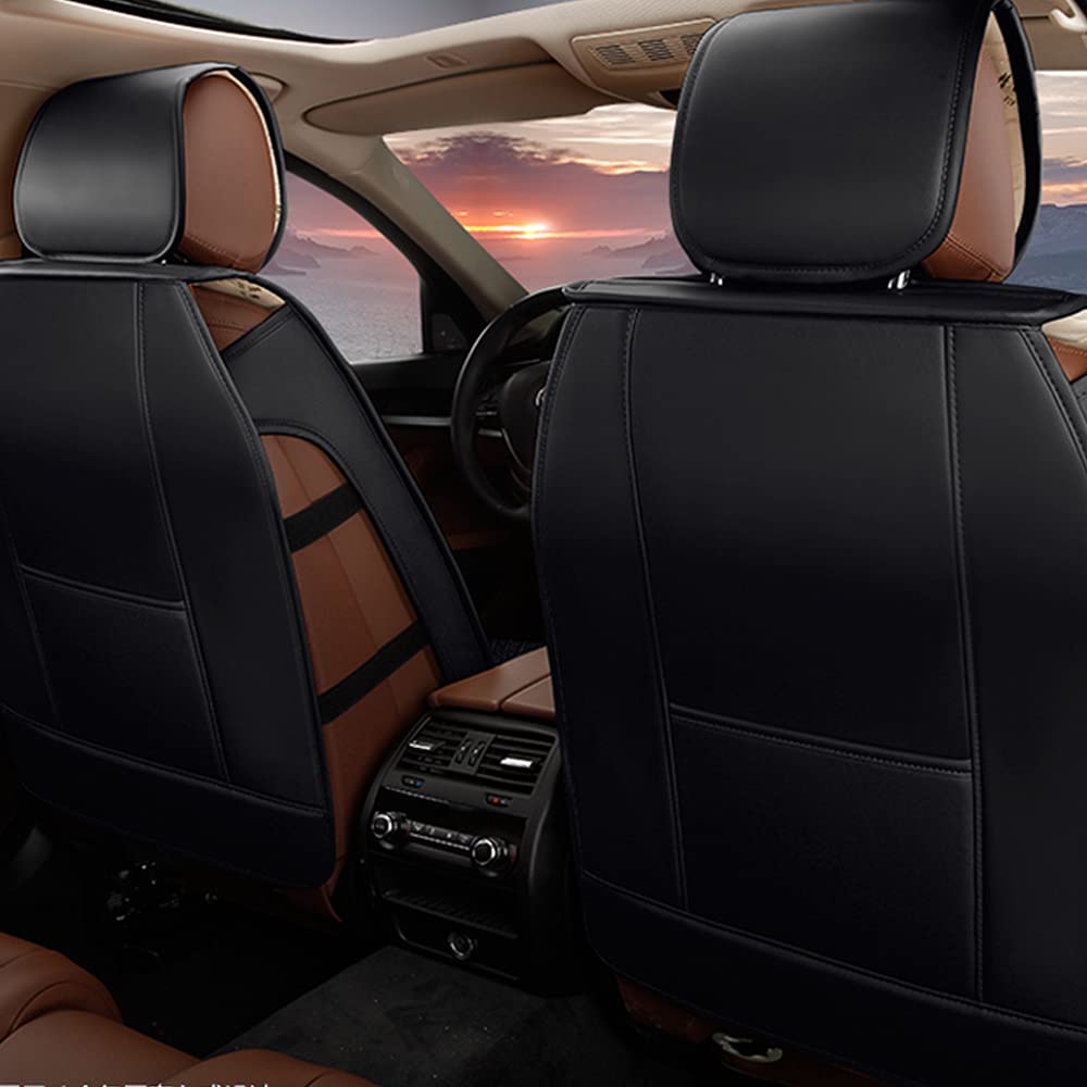 Premium Leather Car Seat Covers for Front Seats - Luxury Diamond Stitched Universal Fit Cushions with Neck Pillow | Comfortable Auto Interior Accessories for Cars, SUVs & Trucks (Black/Red) | Perfect for Daily Commute, Road Trips & Long Drives