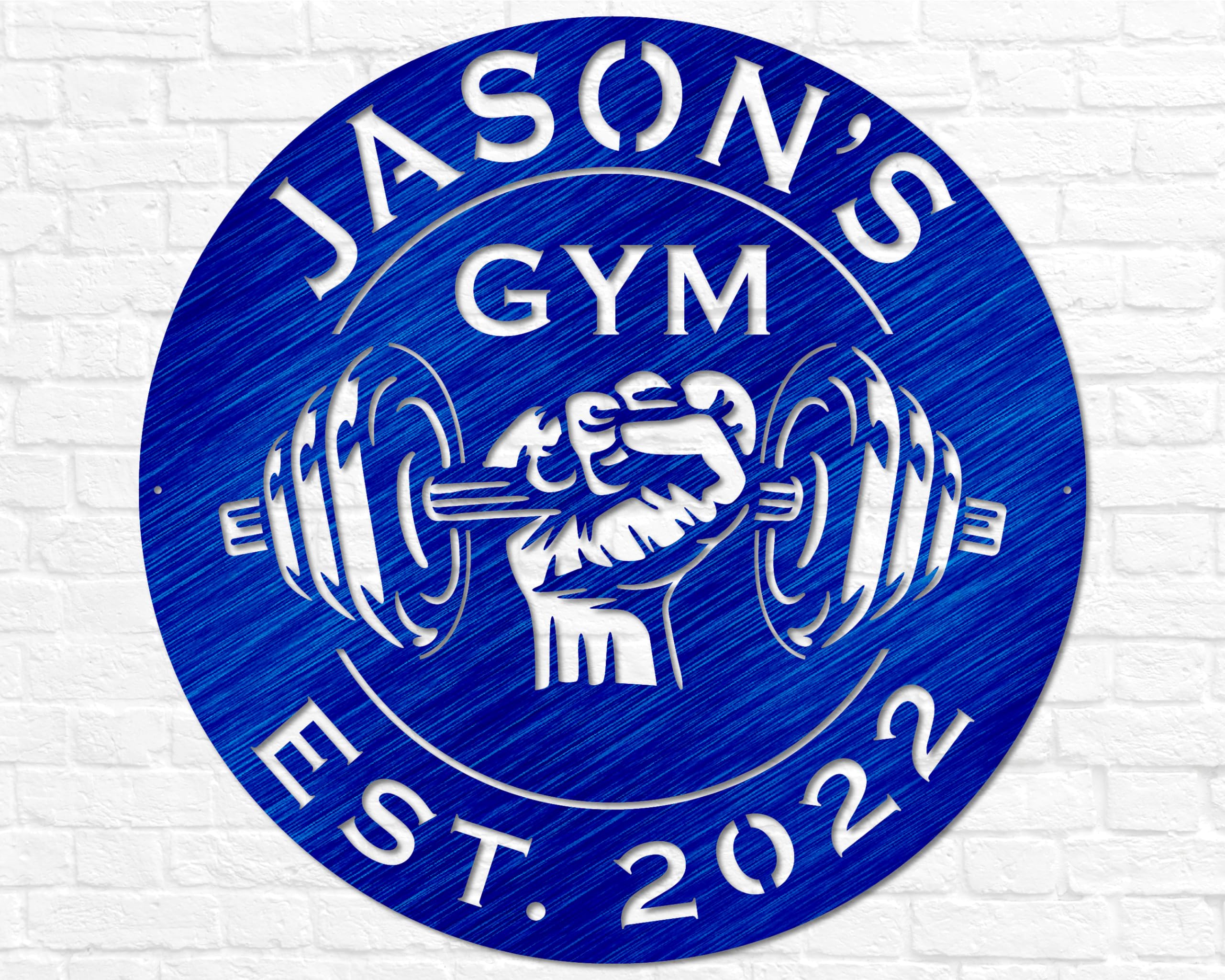 Custom Metal Dumbbell Gym Sign - Personalized Workout Room Wall Art for Home & Garage Gym Decor