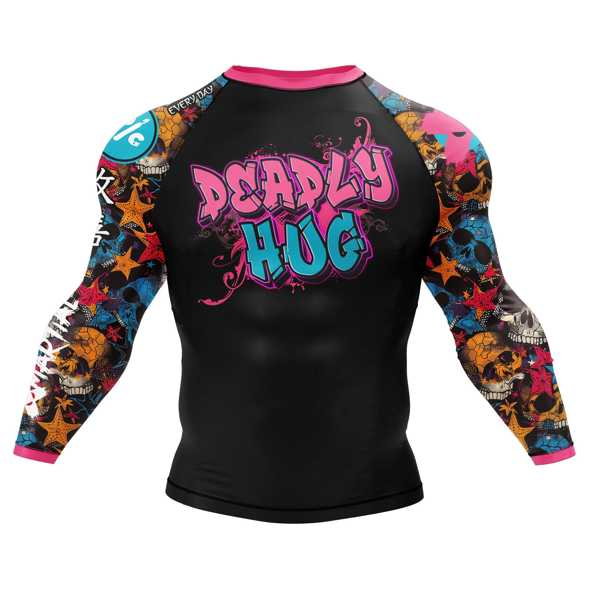 Deadly Hug BJJ Rash Guard - Premium Compression Shirt for Brazilian Jiu-Jitsu Training & MMA - Moisture Wicking & Anti-Odor - Perfect for Grappling, No-Gi, and Combat Sports