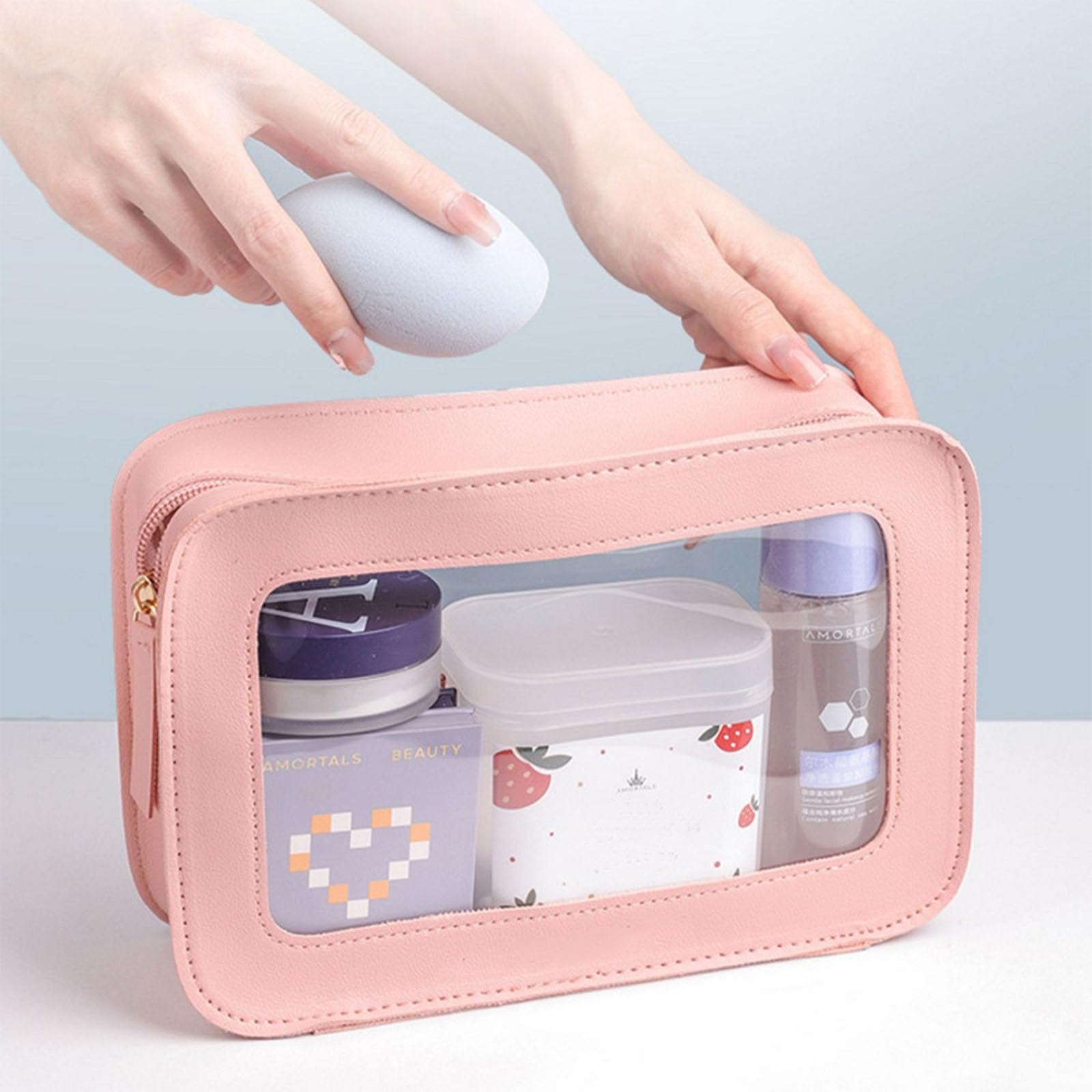 Clear TSA Approved Travel Makeup Bag for Women - Portable Cosmetic Organizer with Zipper & Transparent Vinyl Windows - Perfect for Air Travel, Gym, and Daily Essentials Storage