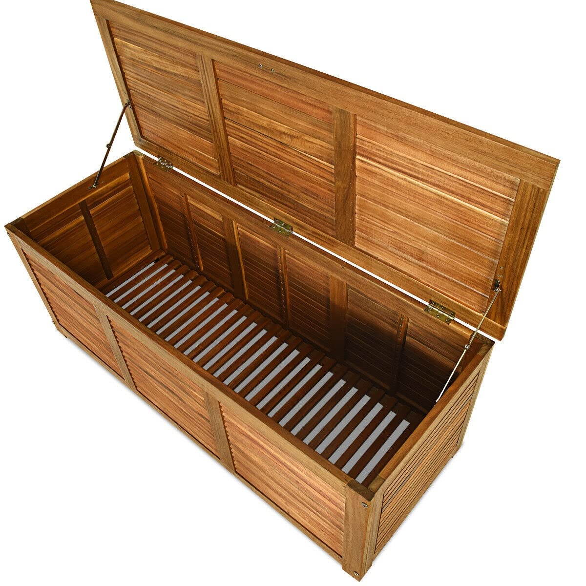 47 Gallon Acacia Wood Deck Storage Box - Outdoor Bench Organizer for Toys, Cushions & Garden Tools | Patio, Deck & Garden Furniture Storage Solution
