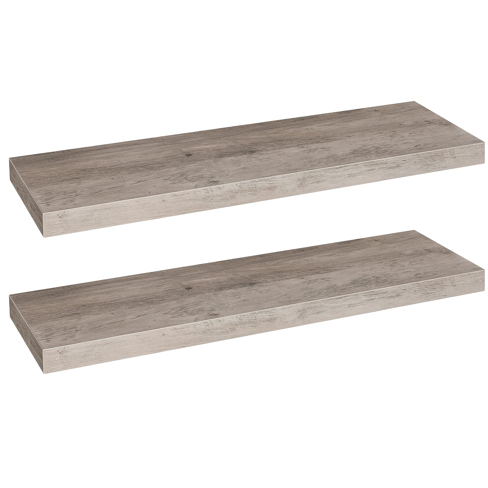 HOOBRO 31.5 Inch Floating Wall Shelves Set of 2 - Invisible Bracket Hanging Shelves for Bathroom, Bedroom, Kitchen Decor - Greige BG80BJP201 - Perfect for Displaying Plants, Books & Home Decor Items
