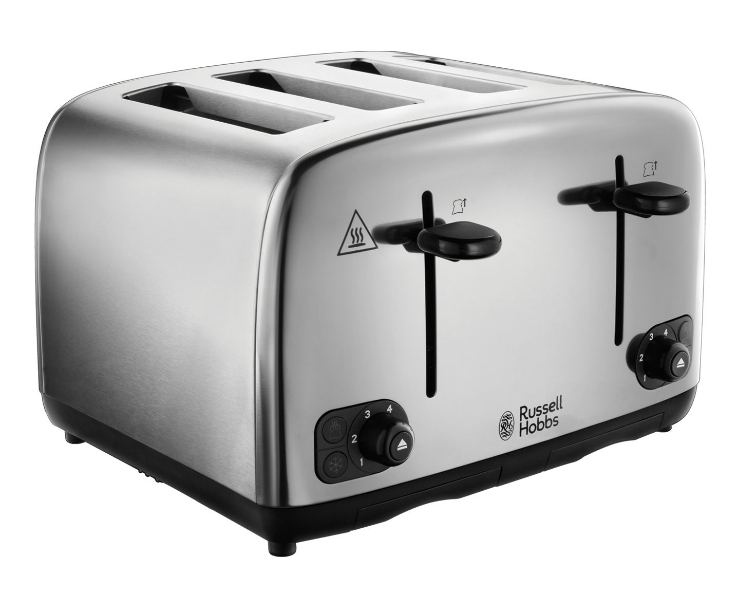 Russell Hobbs 4 Slice Toaster with Perfect Toast Technology - Wide Slots, Lift & Look, 6 Browning Levels - Stainless Steel Toaster for Bagels, Frozen Bread & More - Ideal for Breakfast, Brunch & Family Dining (1700W, Model 24090)
