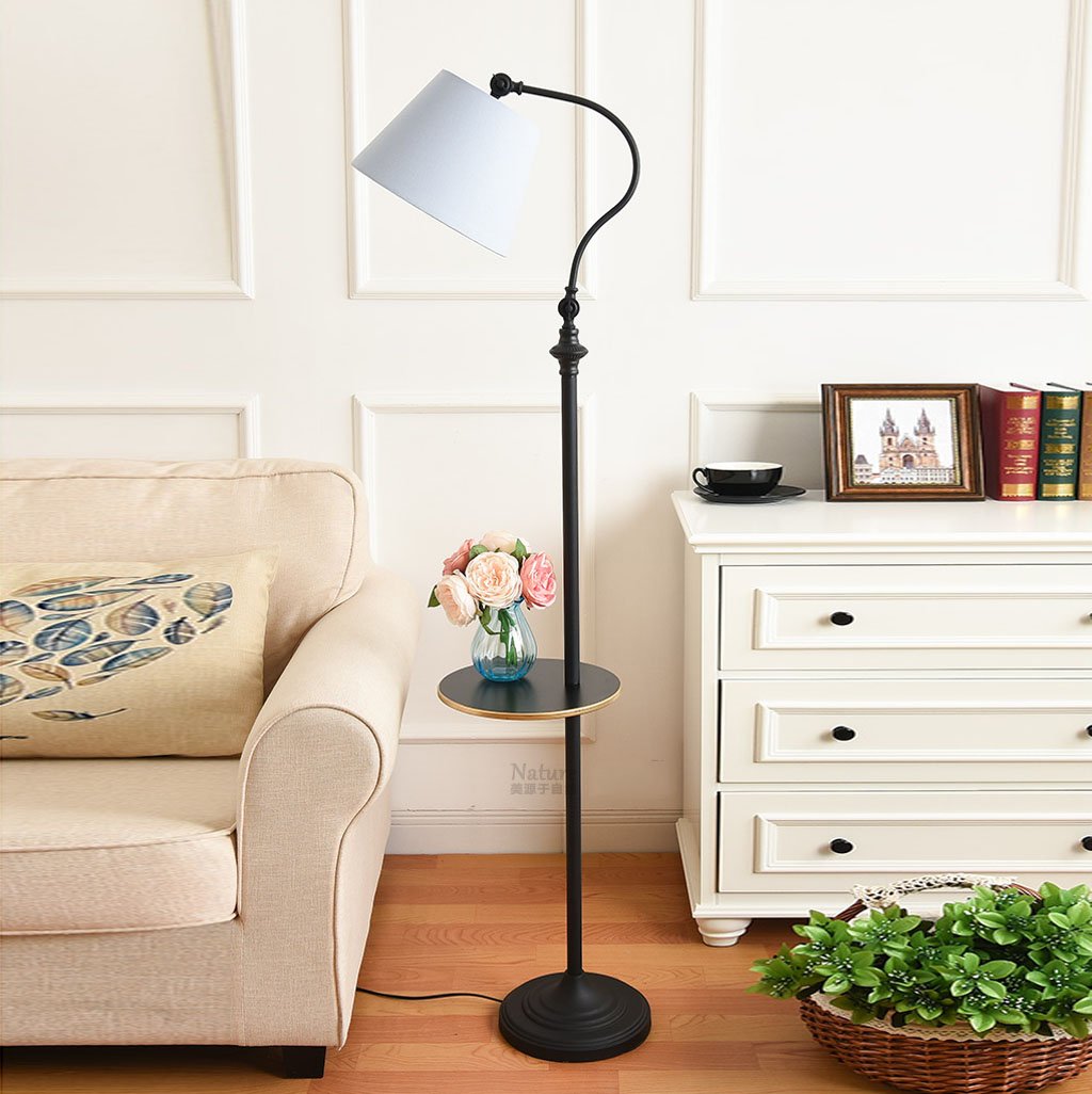 Nordic Retro Adjustable Floor Lamp with Tray Storage - Modern Bedside & Living Room Lighting for Bedroom, Office, or Reading Nook - Directional Vertical Light in Vintage Style (Color: #4)