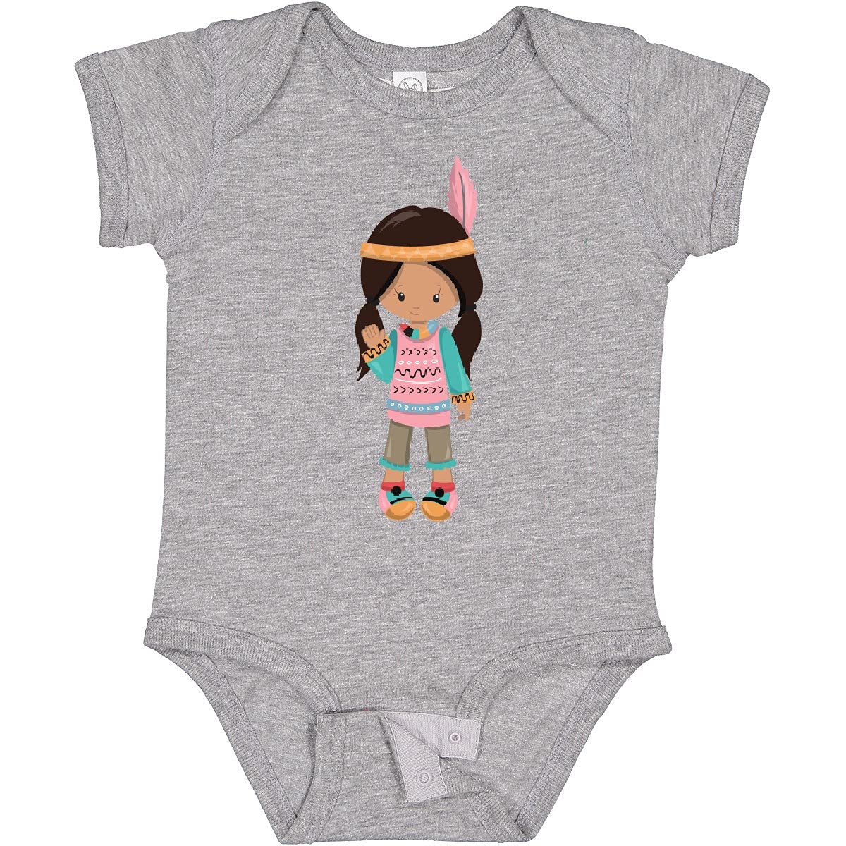 Inktastic Native American Girl Baby Bodysuit - Cute Brown Hair Infant Onesie for Newborns & Toddlers | Perfect for Holidays, Family Photos & Cultural Celebrations
