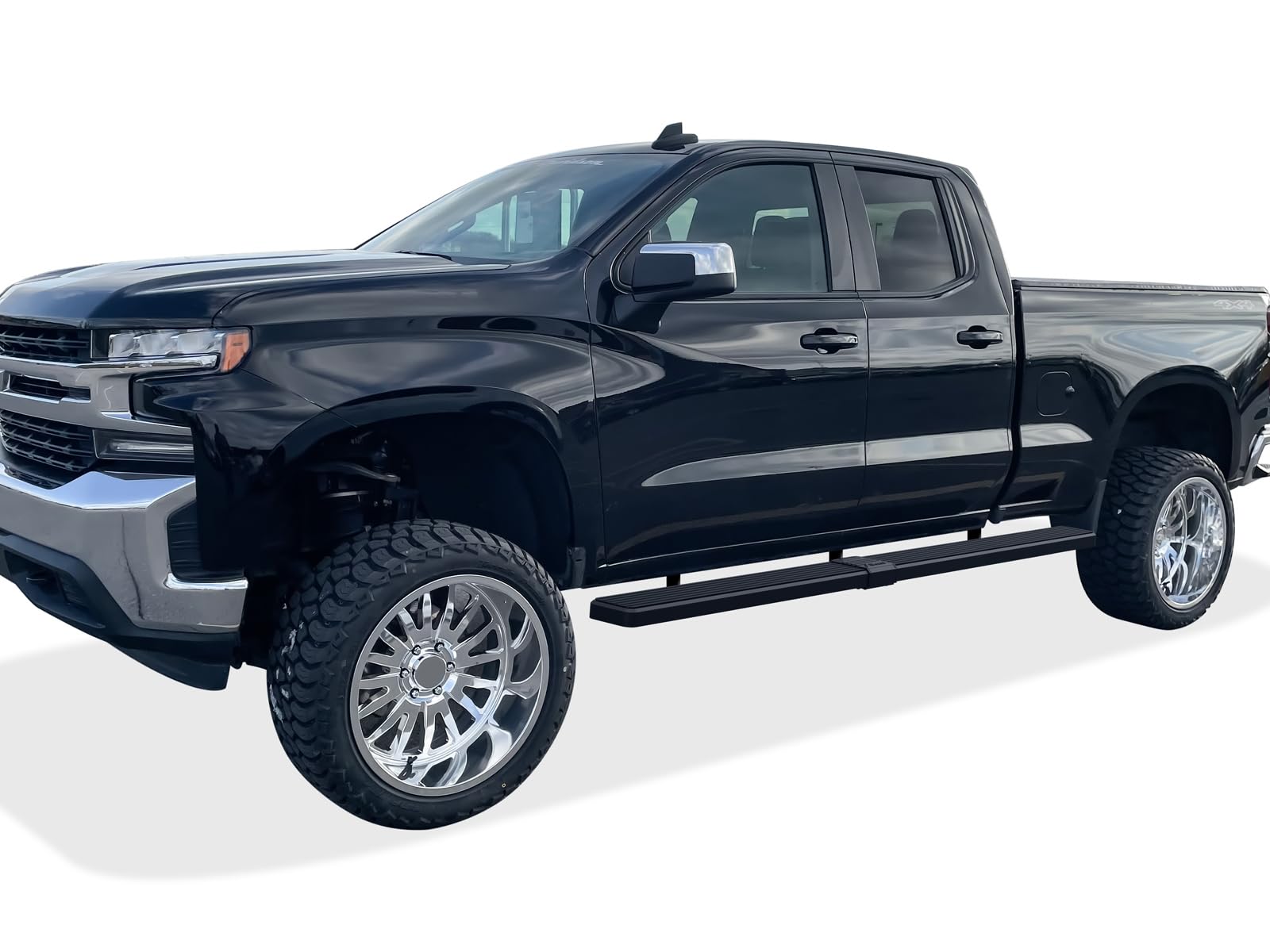 APS 6in Wheel to Wheel Running Boards Compatible with Chevy Silverado & GMC Sierra 1500 2019-2025 Extended Cab 6.5ft Bed | 2500/3500 2020-2025 (Excludes 2019 1500 LD) | Heavy Duty Steel Side Steps - Perfect for Off-Roading, Truck Access & Enhanced Vehicle Style
