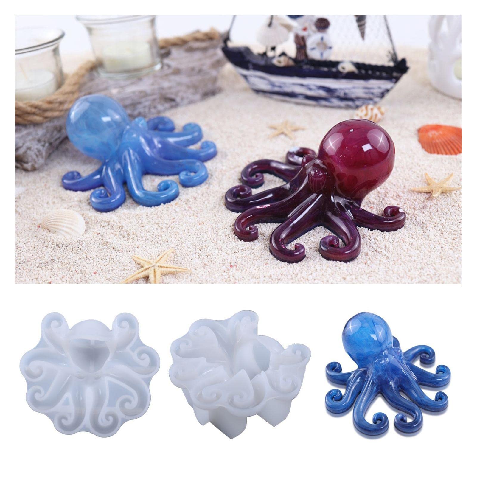 Octopus Epoxy Resin Molds - Creative Silicone Sculpture Casting Mold for DIY Crafts, Soap, Candle, Chocolate & Beeswax Making - Perfect for Home Decor, Gift Making & Ocean-Themed Projects