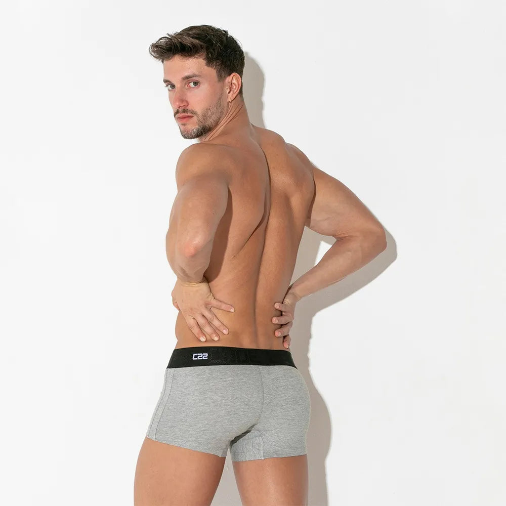 Code 22 Basic 3 Pack Cotton Boxer Briefs for Men - Black/White/Grey - Soft Breathable Underwear for Everyday Comfort & Active Lifestyle