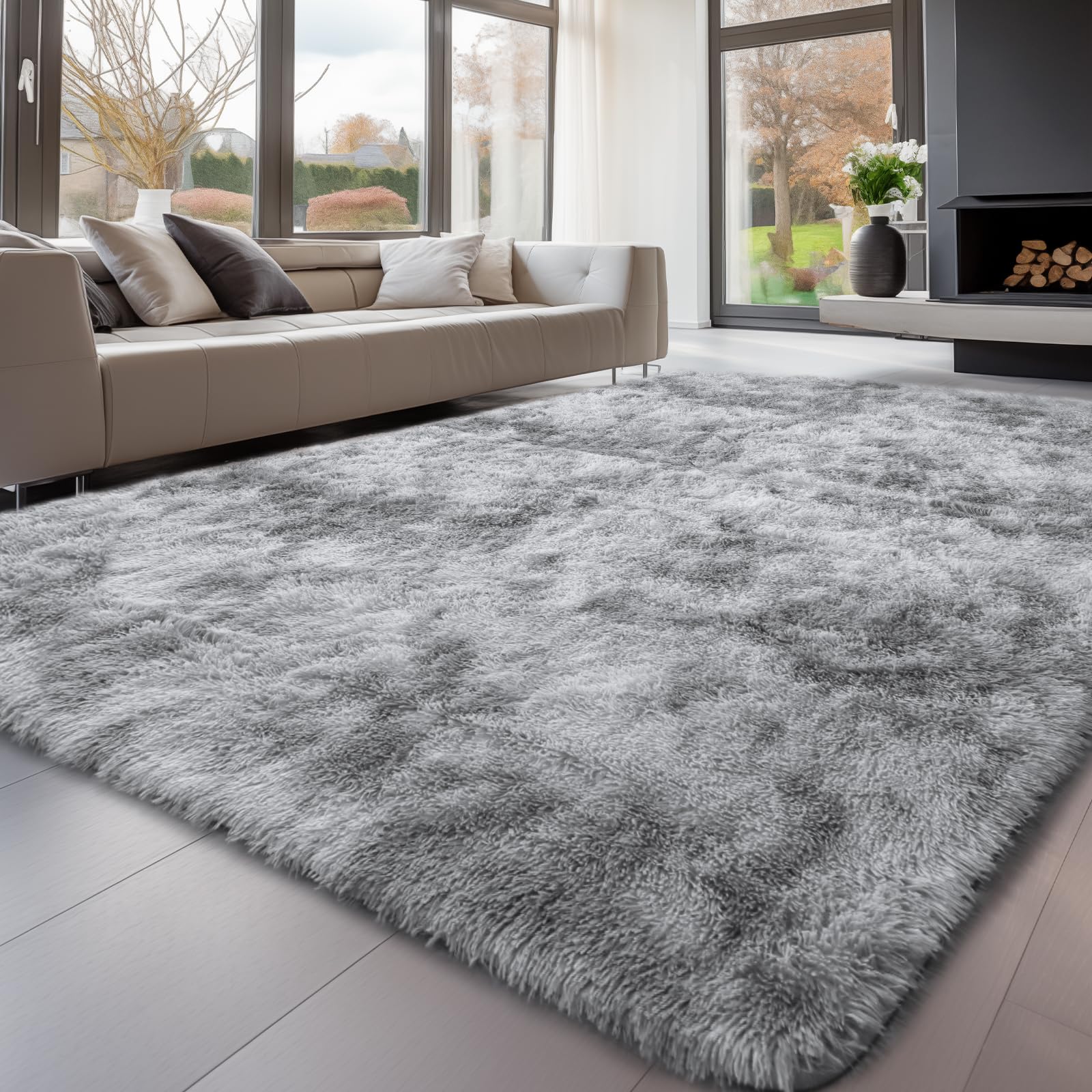 9x12 Sour Lemon Shag Area Rug - Ultra Soft Plush Furry Living Room Carpet | Machine Washable Non-Slip Large Rug for Bedroom, Kids Room & Home Decor | Perfect for Cozy Spaces, Dorm Rooms & Nursery Flooring