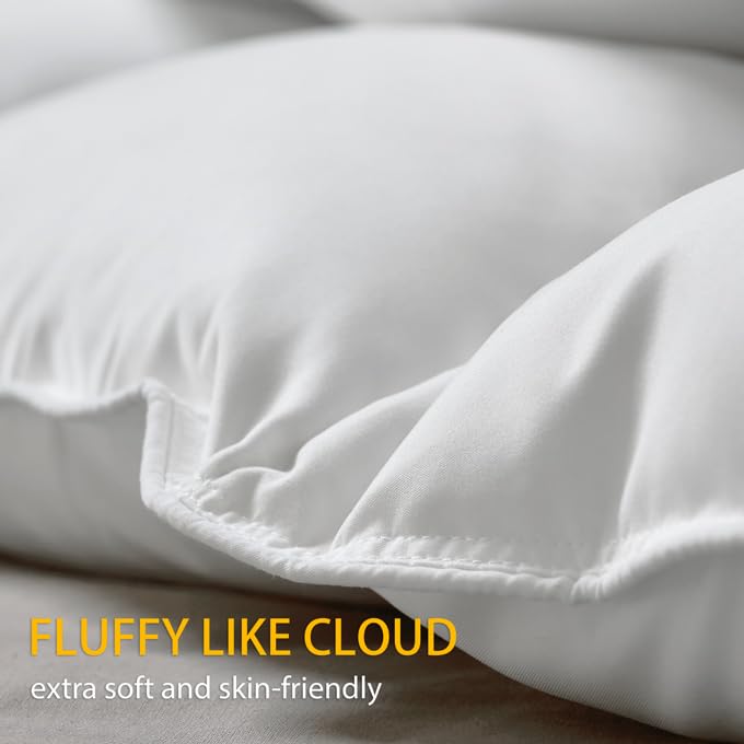 Premium 750FP Goose Down Comforter Queen Size - Ultra Soft Fluffy Duvet Insert with Medium Warmth for All Seasons | Hotel-Quality Luxury Bedding for Cold Nights & Cozy Sleep (White, 90x90 Inches)