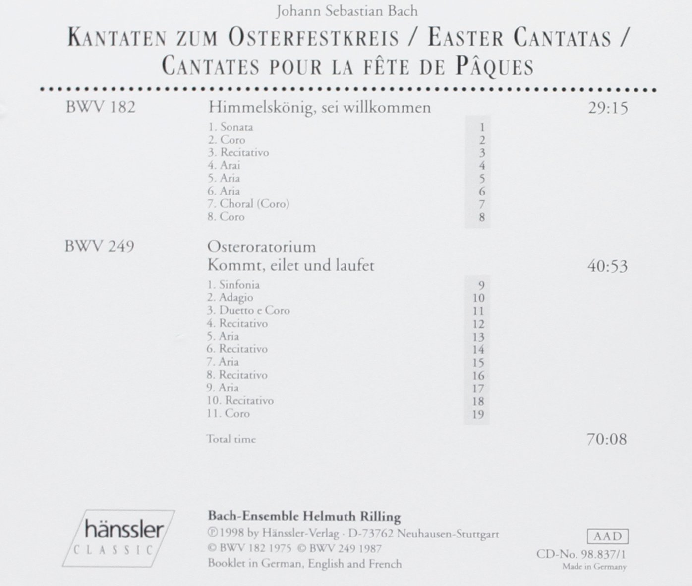 Bach Easter Cantatas by Rilling - Sacred Choral Music for Holy Week & Easter Celebrations - Perfect for Church Services, Concerts & Classical Music Lovers