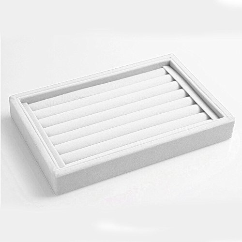 Matching Moon Rings WH Jewelry Box - Velvet Ring Display Case with Full Tray for Earrings & Jewelry Storage (White, One Size) - Perfect for Wedding, Engagement, Gift Giving & Jewelry Organization