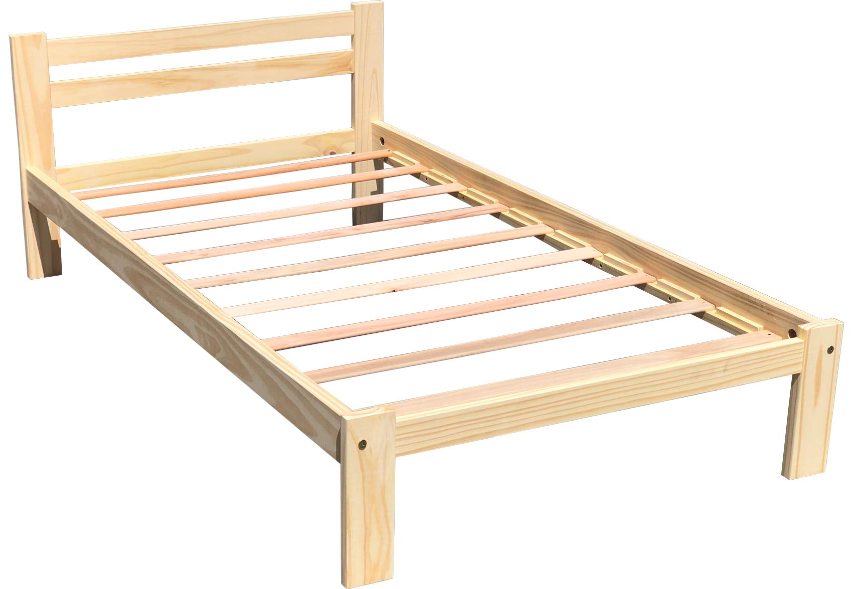 Solid Pine Wood Twin-XL Bed Frame with Hardwood Slats - Unfinished Natural Wood Single Bed for Kids, Boys & Girls Bedroom - DIY Ready to Stain or Paint - Durable Support for Home, Dorm, or Guest Room