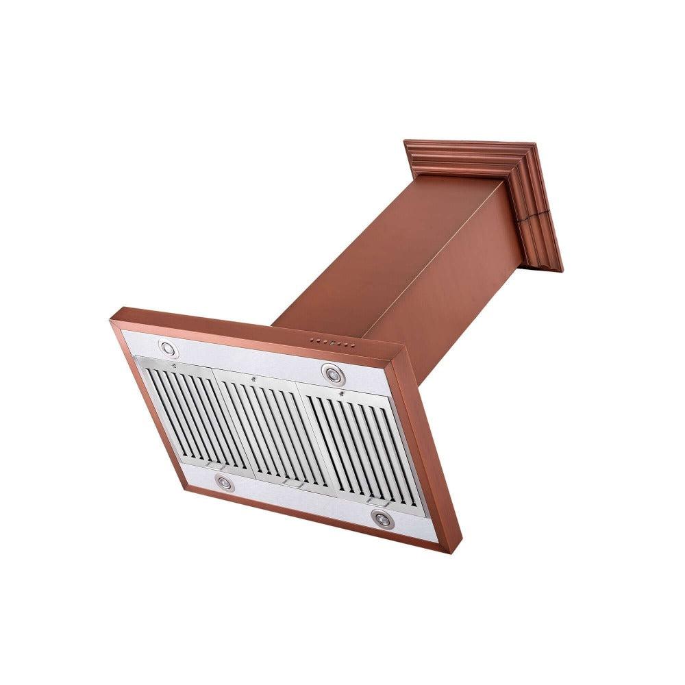 ZLINE 36 Inch Designer Series Copper Island Mount Range Hood (8KL3iC 36) - Premium Kitchen Ventilation for Modern Homes, Perfect for Open Concept Kitchens and Cooking Areas