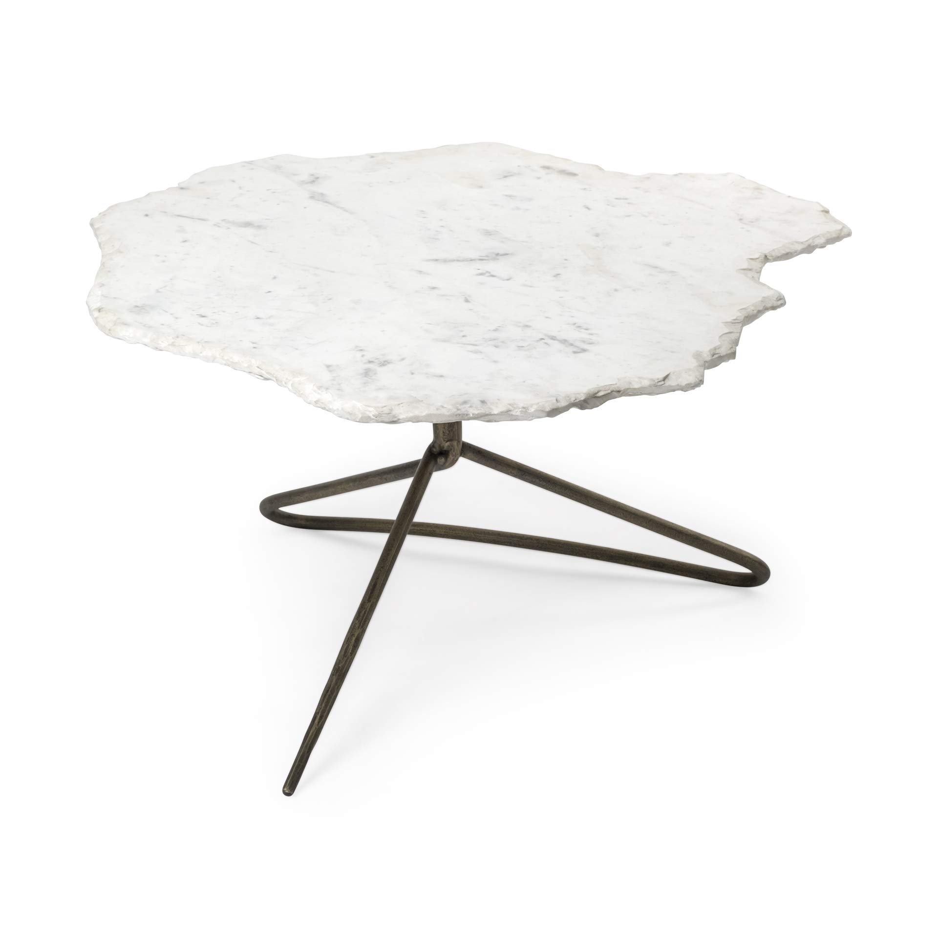 Mercana 68246-AB White and Antique Gold Coffee Table - Modern Living Room Furniture for Home Decor, Perfect for Small Spaces and Apartments