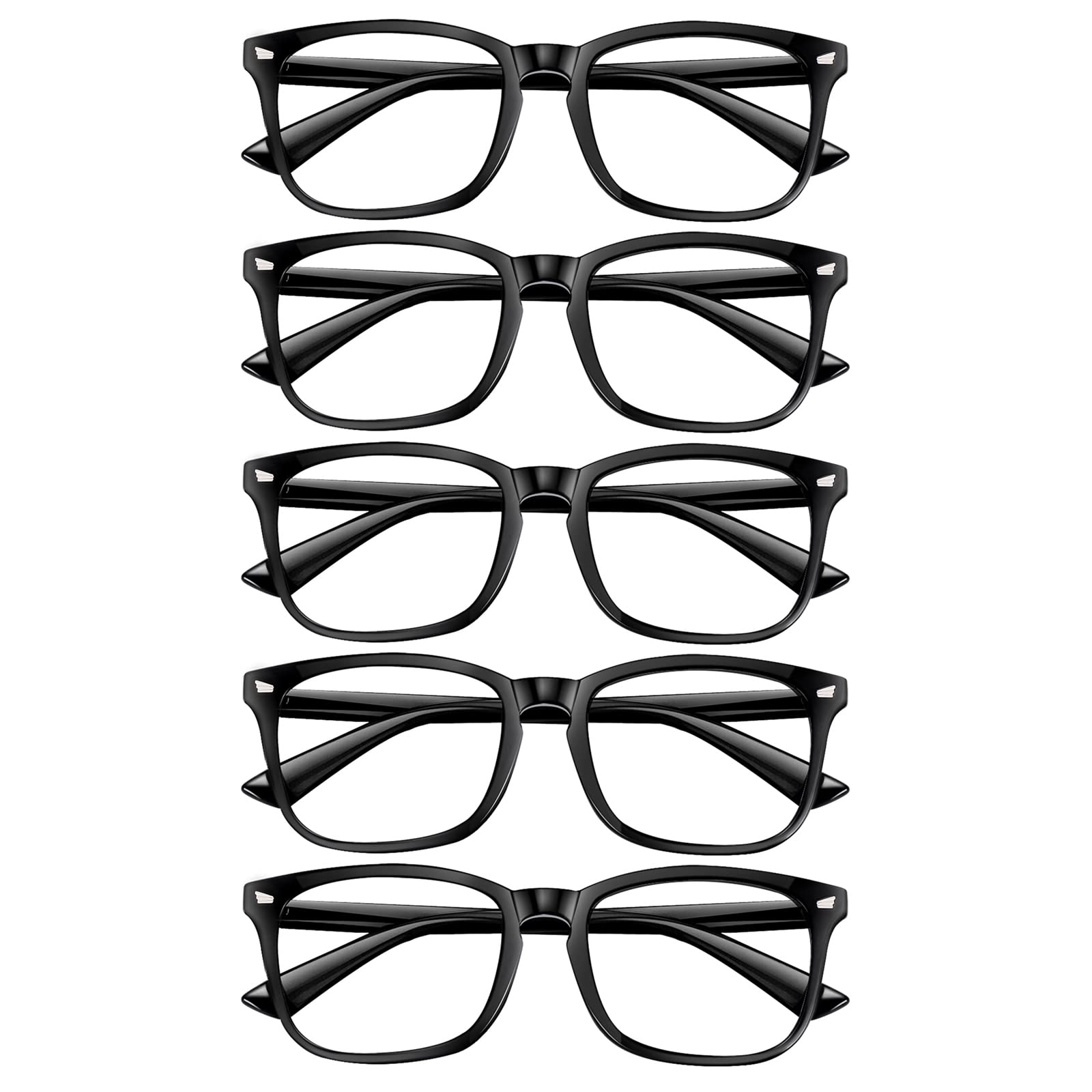 5 Pack Blue Light Blocking Reading Glasses for Men & Women - Anti-UV Computer Glasses with Anti-Glare (0.5 Magnification, Black) - Perfect for Office Work, Screen Time & Digital Eye Strain Relief