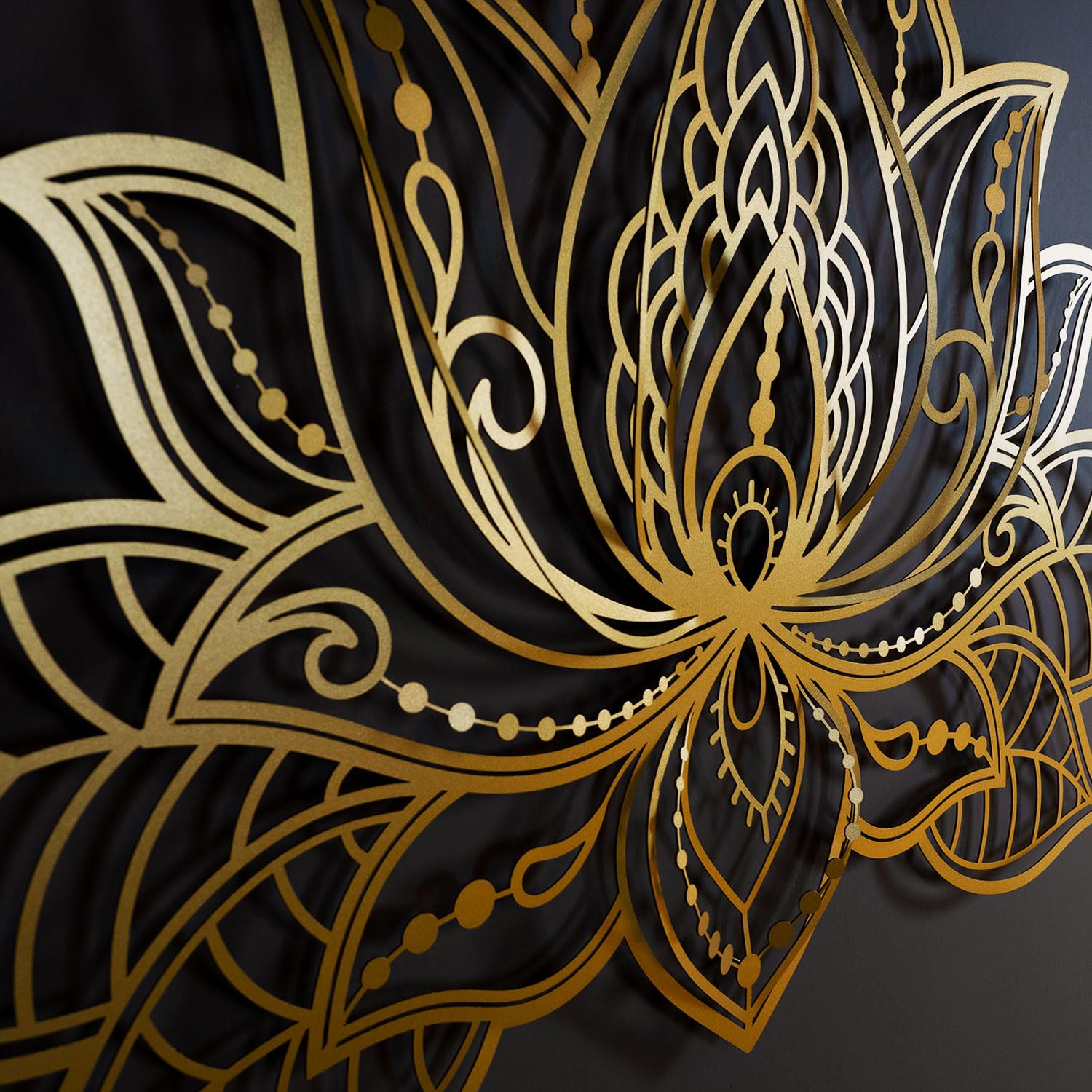 3D Metal Lotus Wall Art - Zen Decor for Yoga & Meditation Rooms (Gold, 36x22