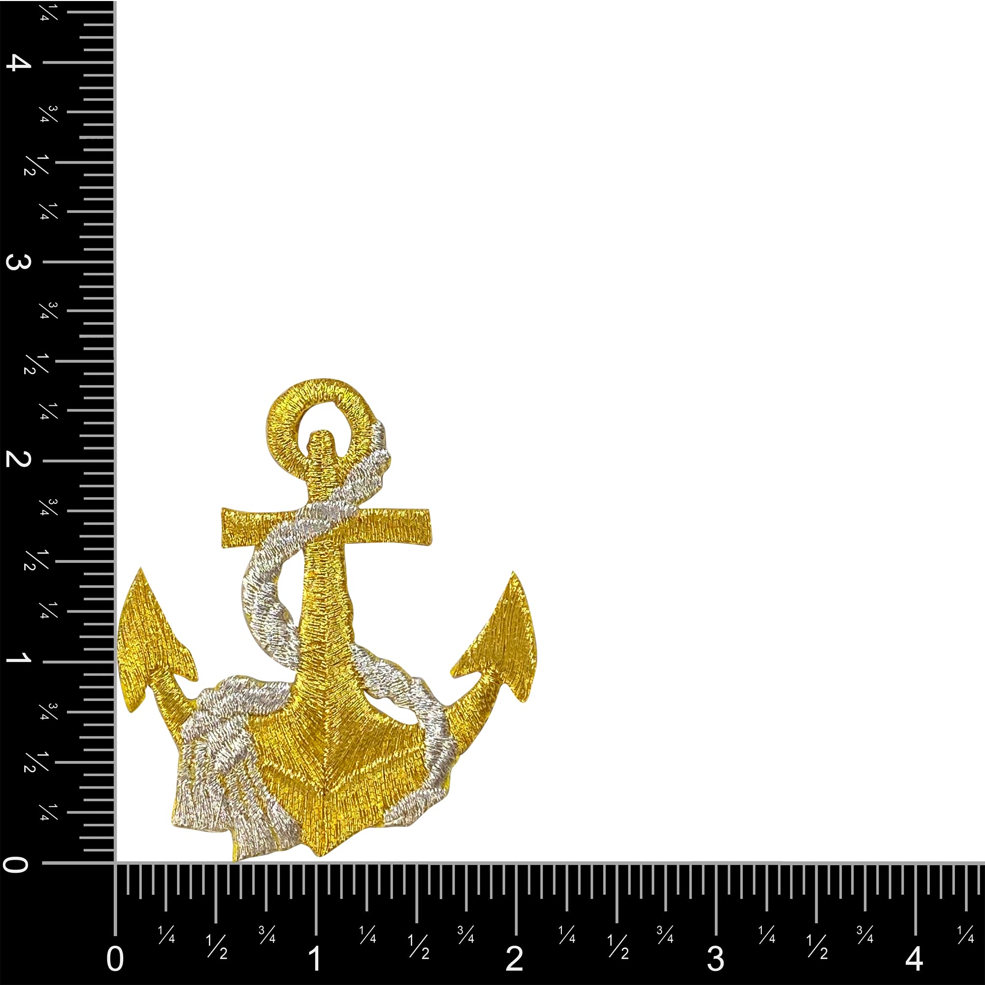 Gold Anchor & Silver Rope Embroidered Iron-On Patch - Nautical & Seafaring Style for Jackets, Hats & Bags - Perfect for Sailors, Boaters & Marine Enthusiasts