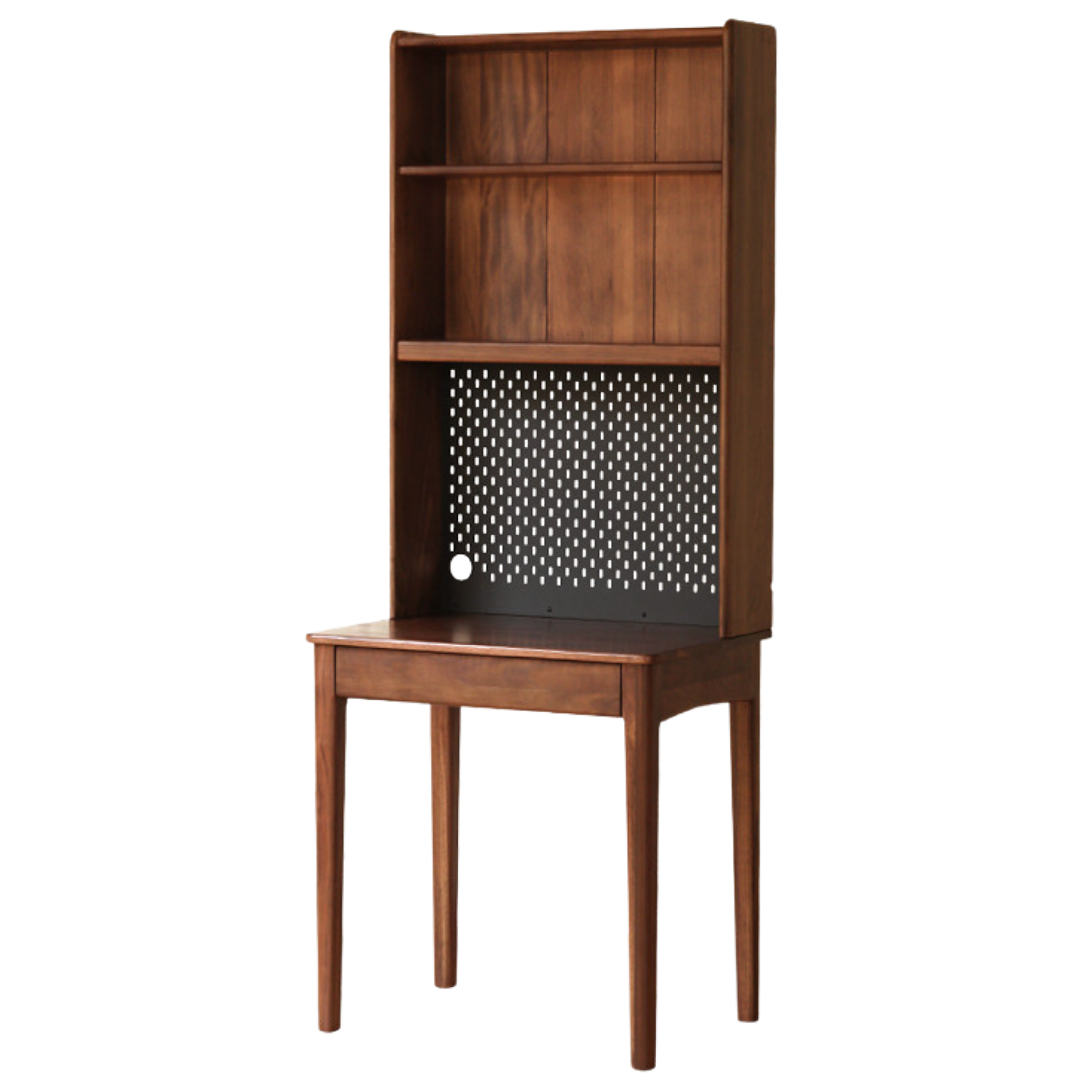 Solid Black Walnut Wood Desk Bookshelf - Stylish Home Office Storage & Display Shelf for Books, Decor & Workspace Organization