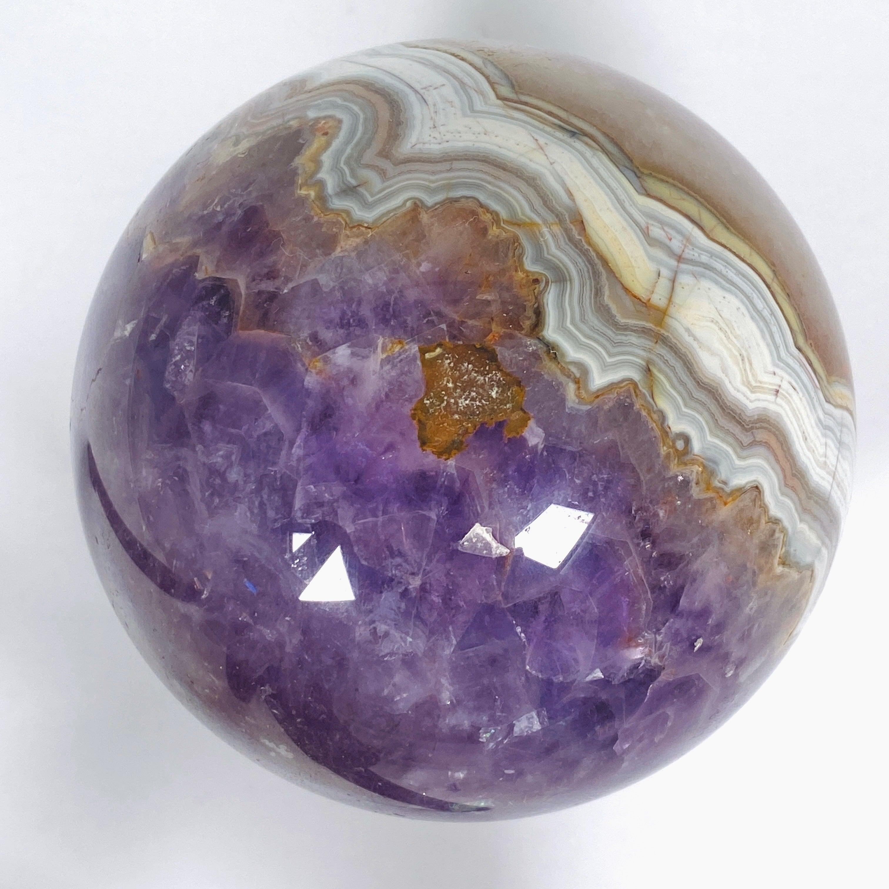 Natural Amethyst Agate Sphere - AMAS 01 Crystal Healing Stone for Meditation, Reiki & Home Decor