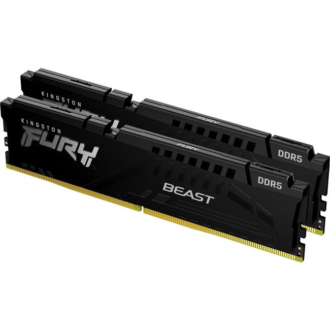16GB (2x8GB) 5200MHz DDR5 CL40 Desktop Memory Kit - Kingston Fury Beast Black for Gaming & High-Performance PCs