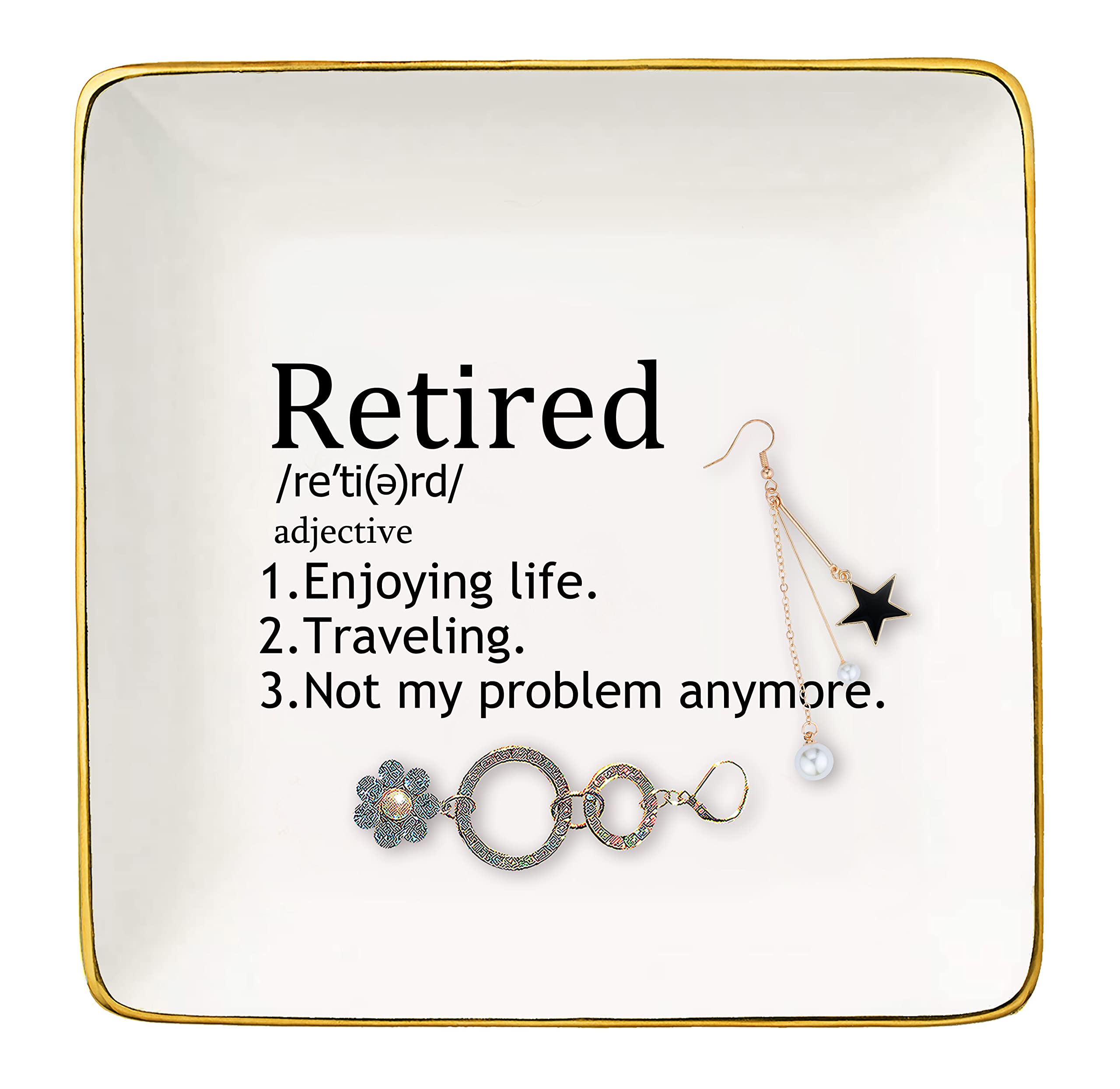 Elegant Jewelry Holder Ring Dish - Retirement Appreciation Gift for Coworkers, Mom, Boss, Teachers, Nurses & Friends - Perfect Going Away Present for Colleagues - Use for Organizing Rings, Earrings & Small Trinkets on Dresser or Vanity