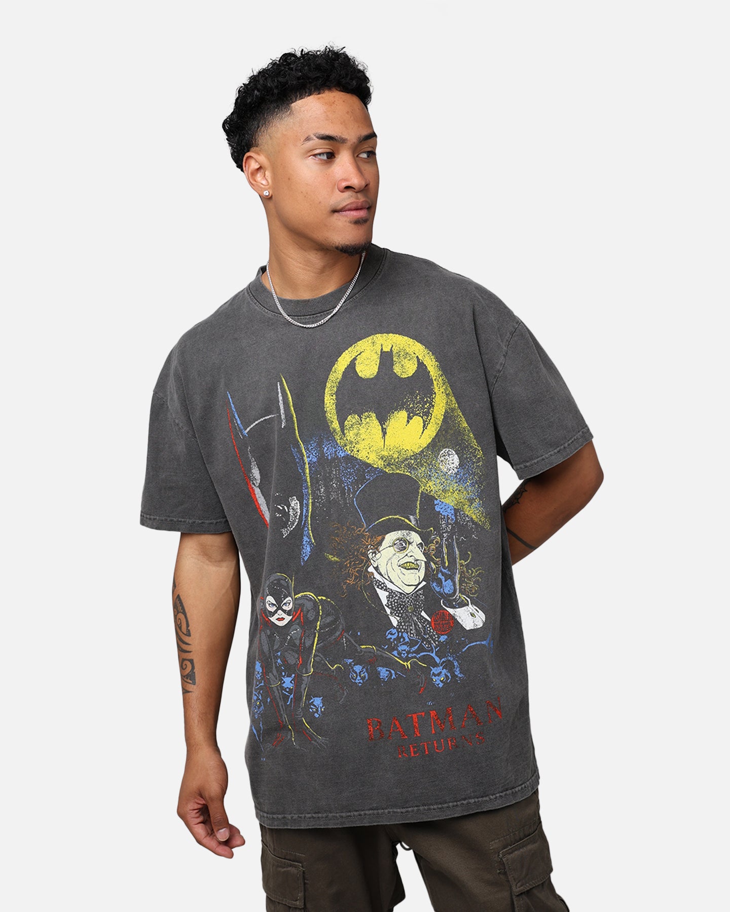Vintage DC '92 Batman Heavyweight T-Shirt - Washed Black | American Thrift | Retro Graphic Tee for Men & Women | Perfect for Cosplay, Comic Con & Casual Wear