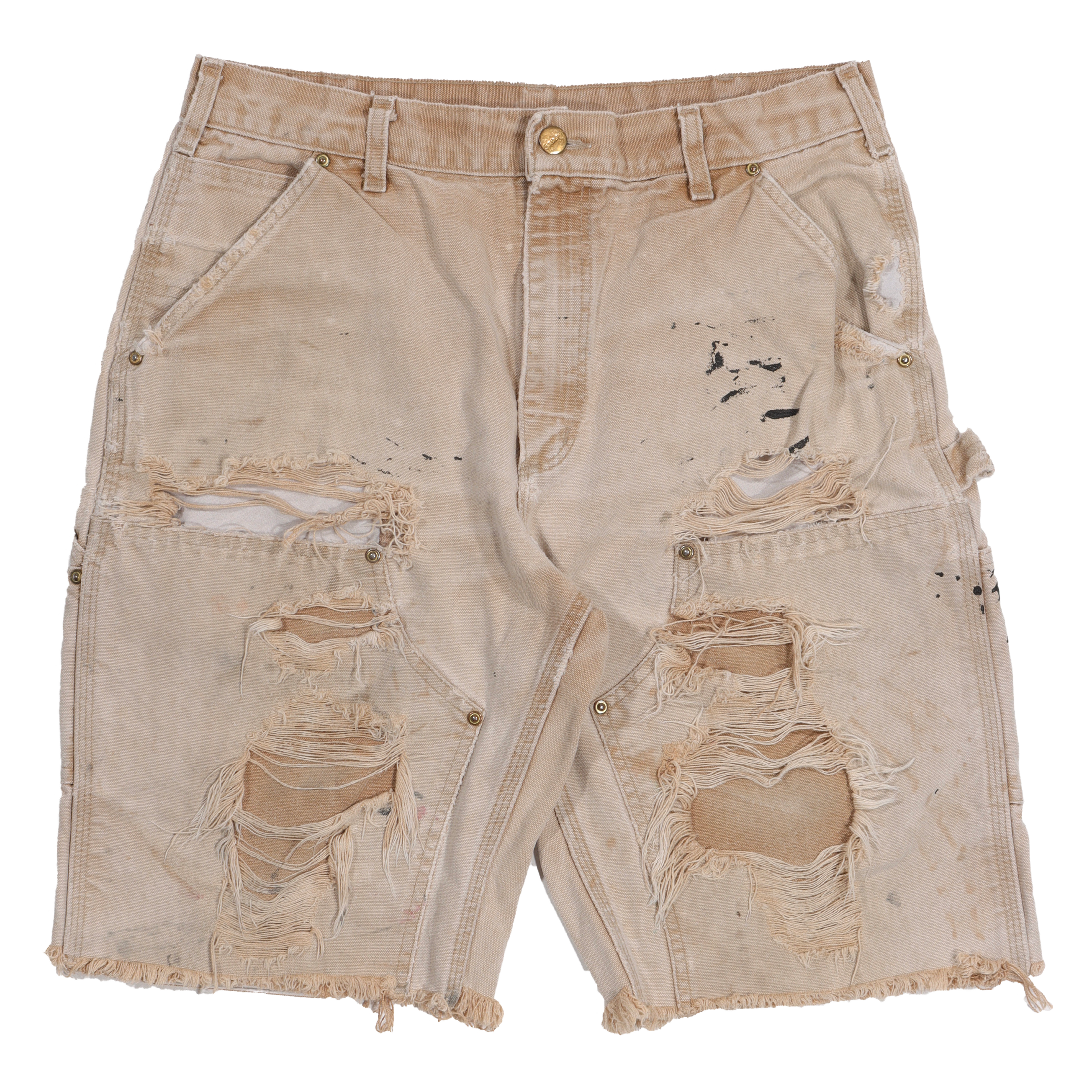 Vintage 1990s Distressed Denim Work Shorts for Men - Retro High Waisted Relaxed Fit Jeans Shorts - Perfect for Casual Wear, Summer Outfits & Street Style Fashion