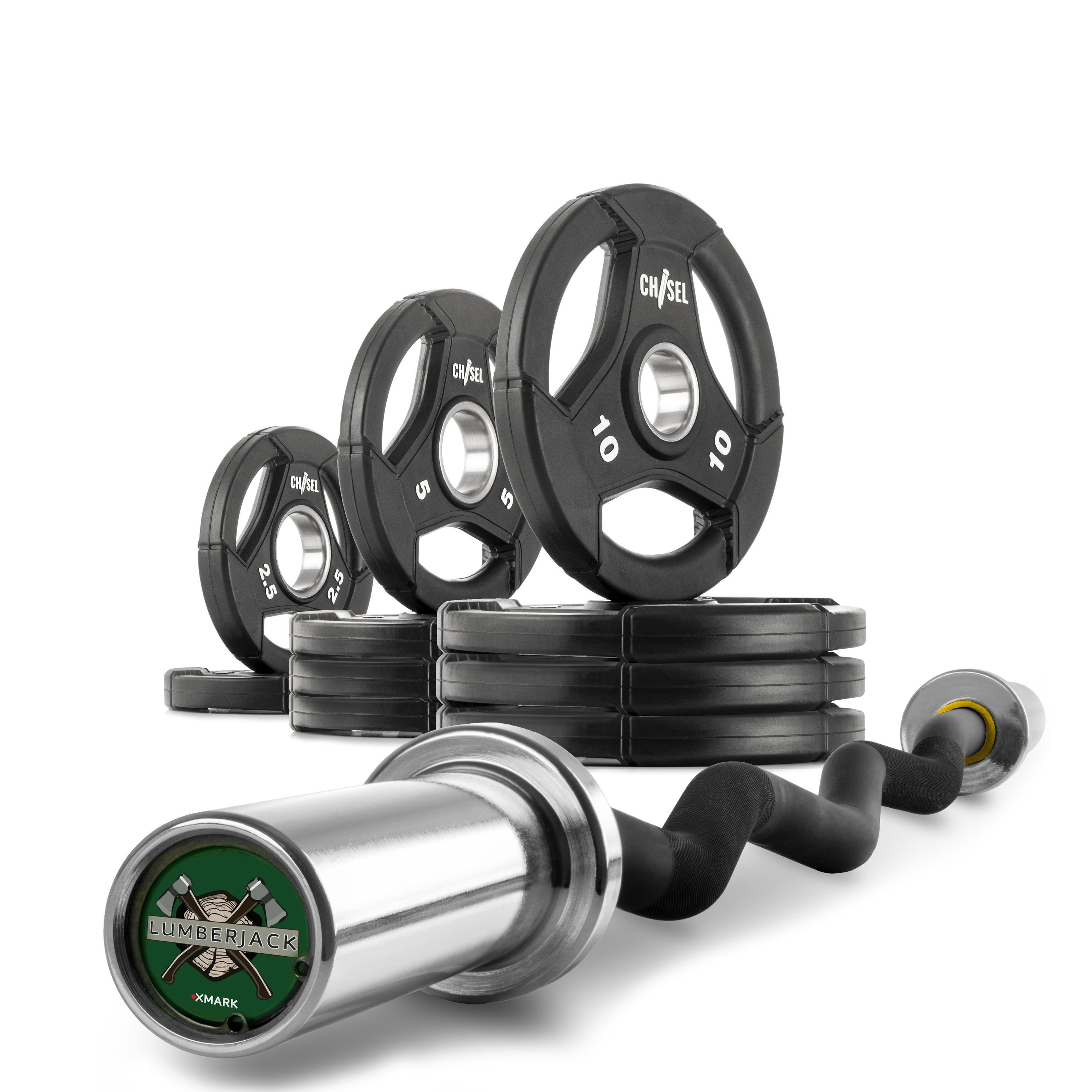 Olympic Weight Plates & Barbell Set for Strength Training - Durable Chisel Design for Home Gym & CrossFit Workouts