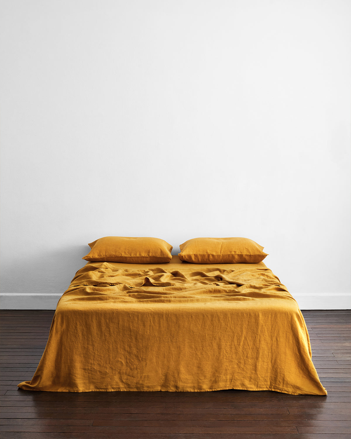 100% Organic Turmeric-Dyed Flax Linen King Size Pillowcase Set (2 Pack) - Natural Anti-Bacterial Bedding for Allergy Relief & Better Sleep