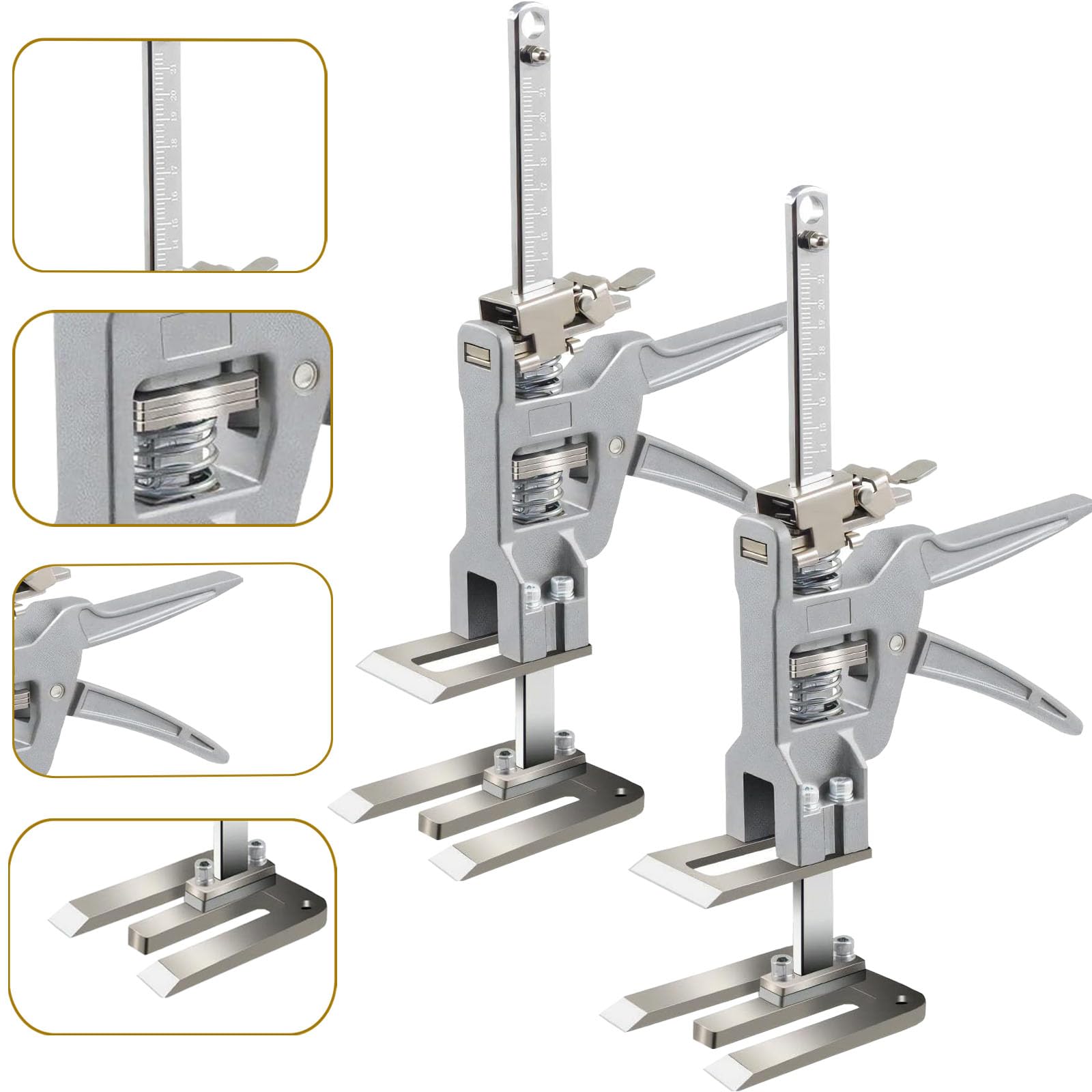 Heavy Duty Steel Furniture Lifting Jack Tool - 880lbs Capacity (2pcs) with Leveling & Slow Descent Control - Perfect for Wall Tile Installation, Door Panel Lifting, Washing Machine Leveling & Home Renovation Projects