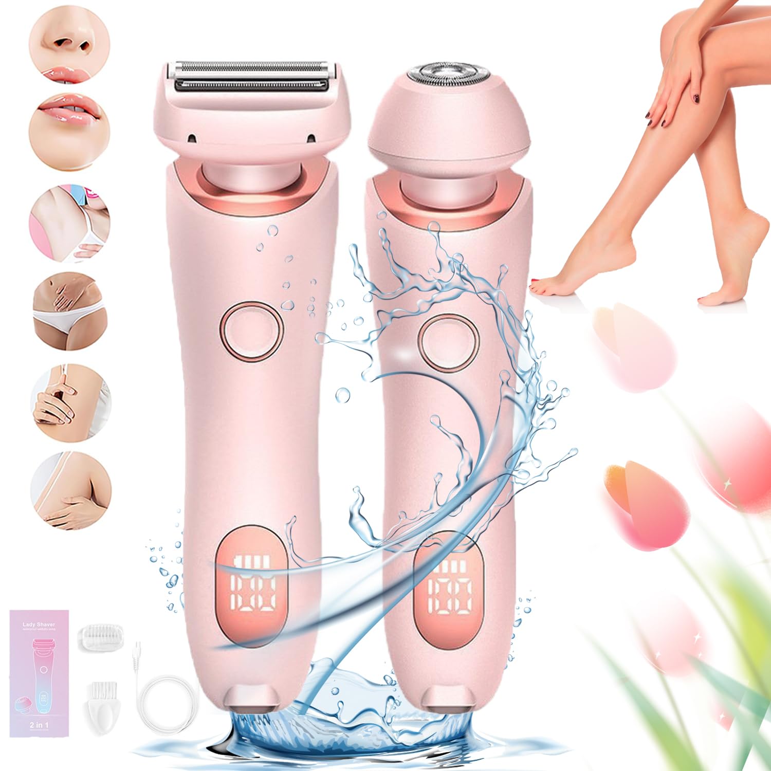 Solis SmoothShave Electric Razor for Women - 2-in-1 Waterproof Pubic Hair Trimmer & Shaver with Silk Pro Technology (Pink) | Perfect for Travel, Gym & Sensitive Skin Care