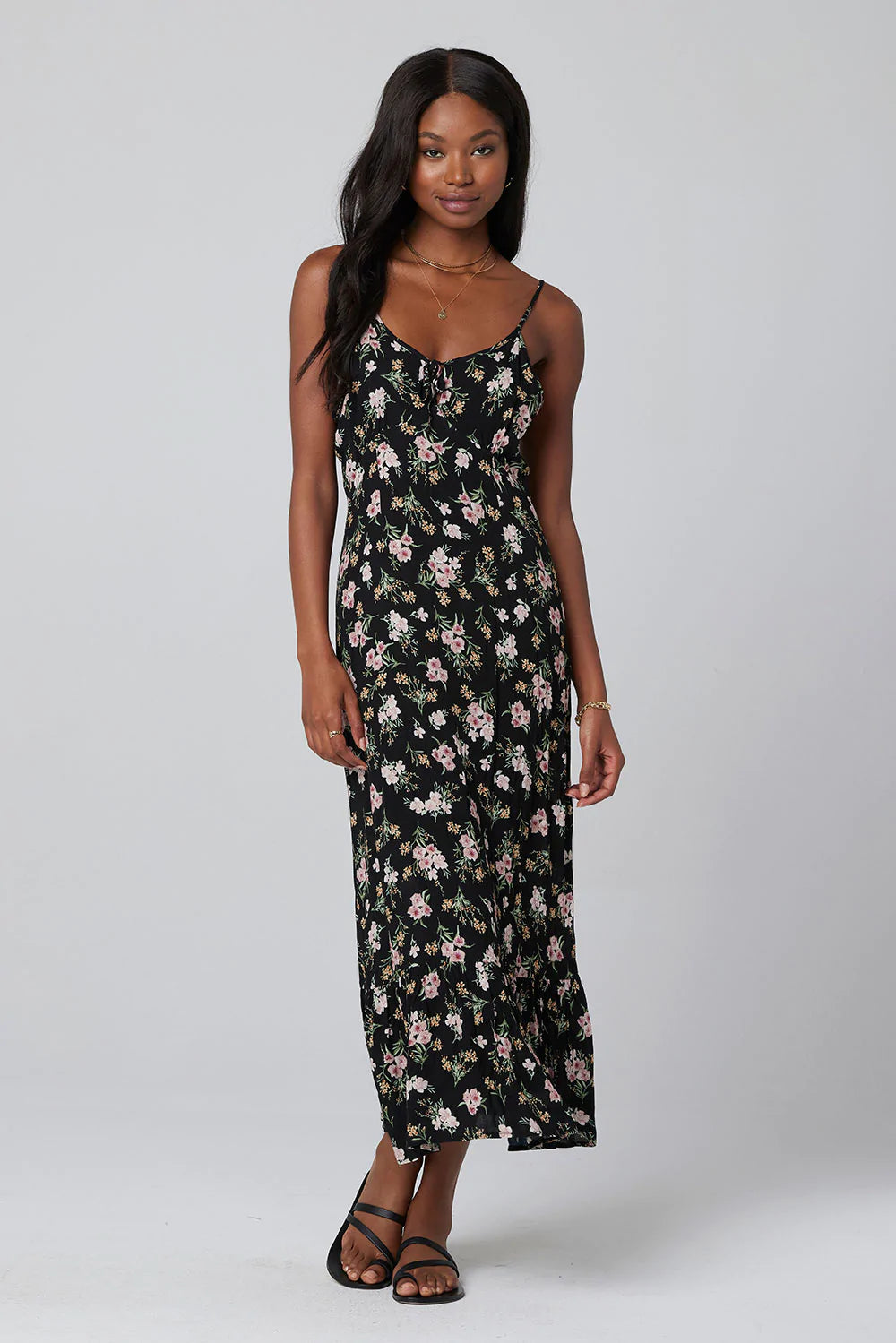 Enzo Midi Dress for Women - Elegant Black Flowy Dress for Casual & Party Wear | Perfect for Date Night, Office & Special Occasions