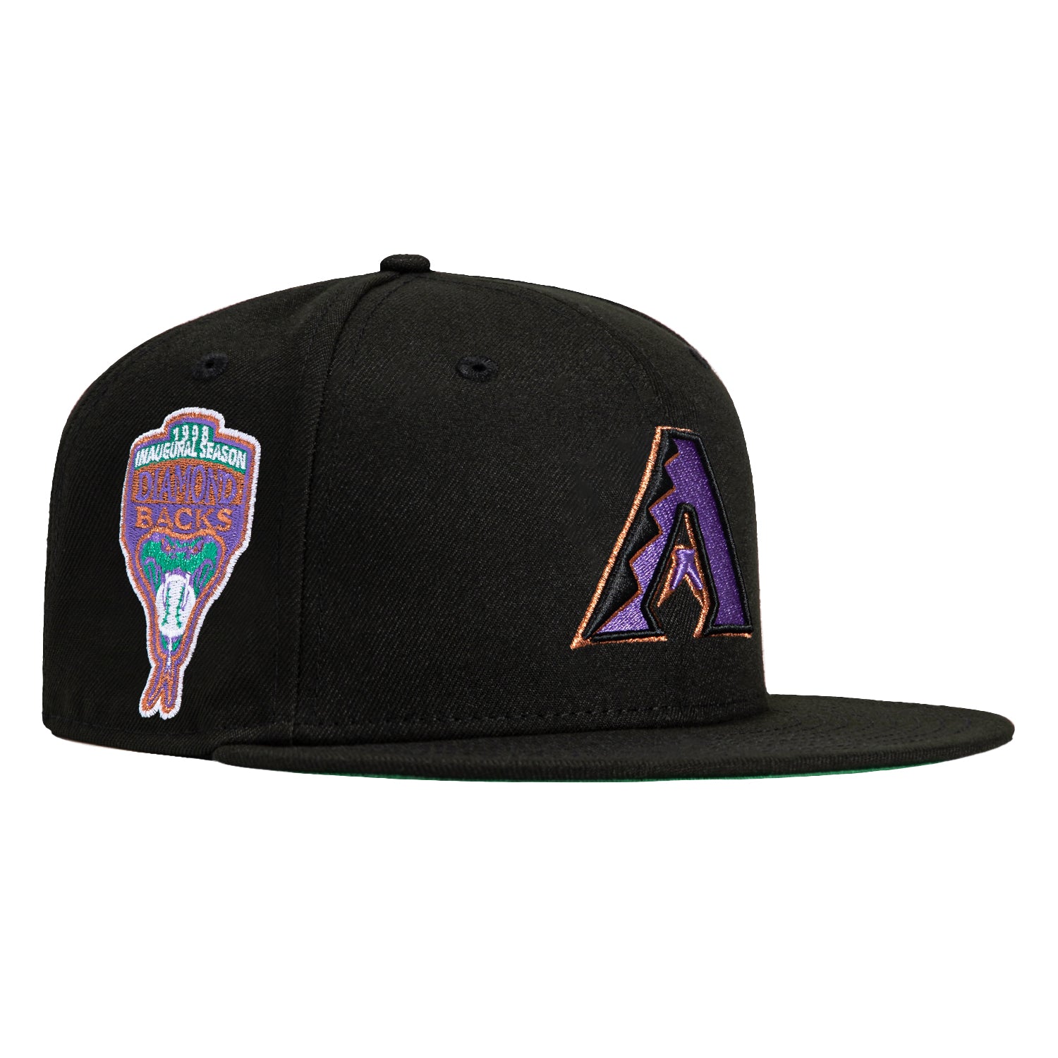 New Era 59Fifty Black Arizona Diamondbacks Inaugural Patch Snapback Hat - Official MLB Baseball Cap for Men & Women - Perfect for Games, Collecting & Streetwear Fashion