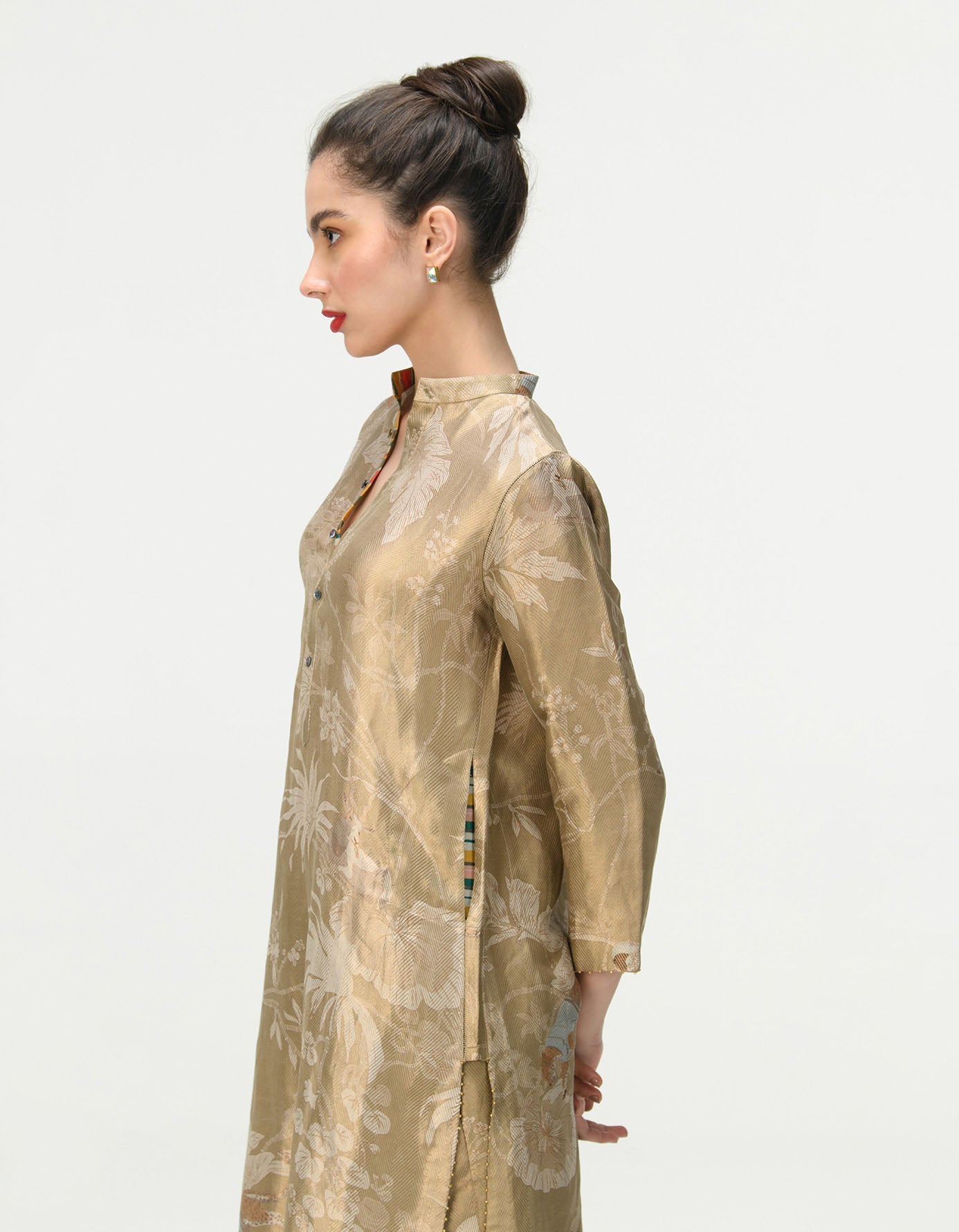 Bade Miyan Kurta Silk Brocade Oyster Grey - Premium Indian Men's Kurta for Festivals & Weddings - Elegant Traditional Wear for Special Occasions