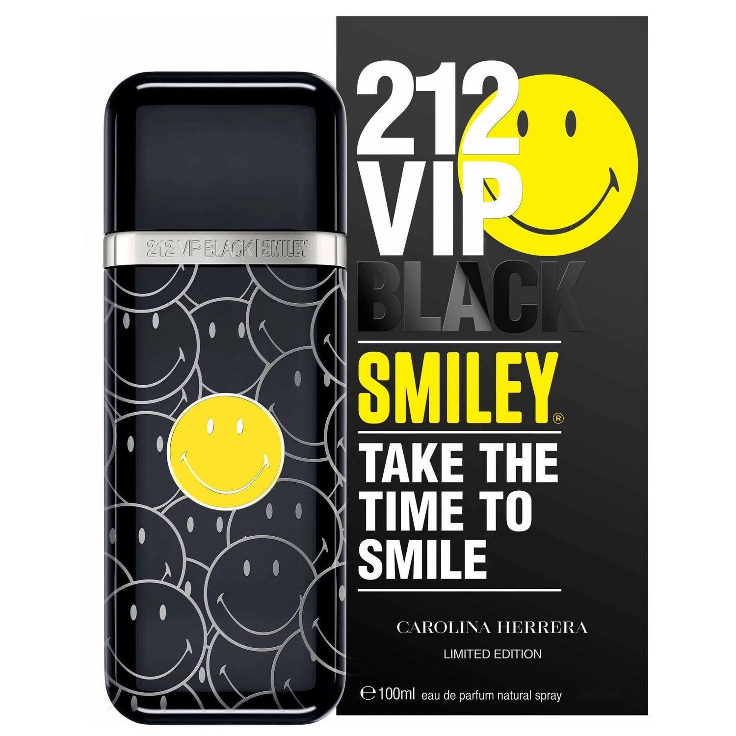 212 VIP Black Smiley 3.4 oz Eau de Parfum for Men - Fresh Citrus & Woody Fragrance for Day & Night Wear, Dating & Special Occasions